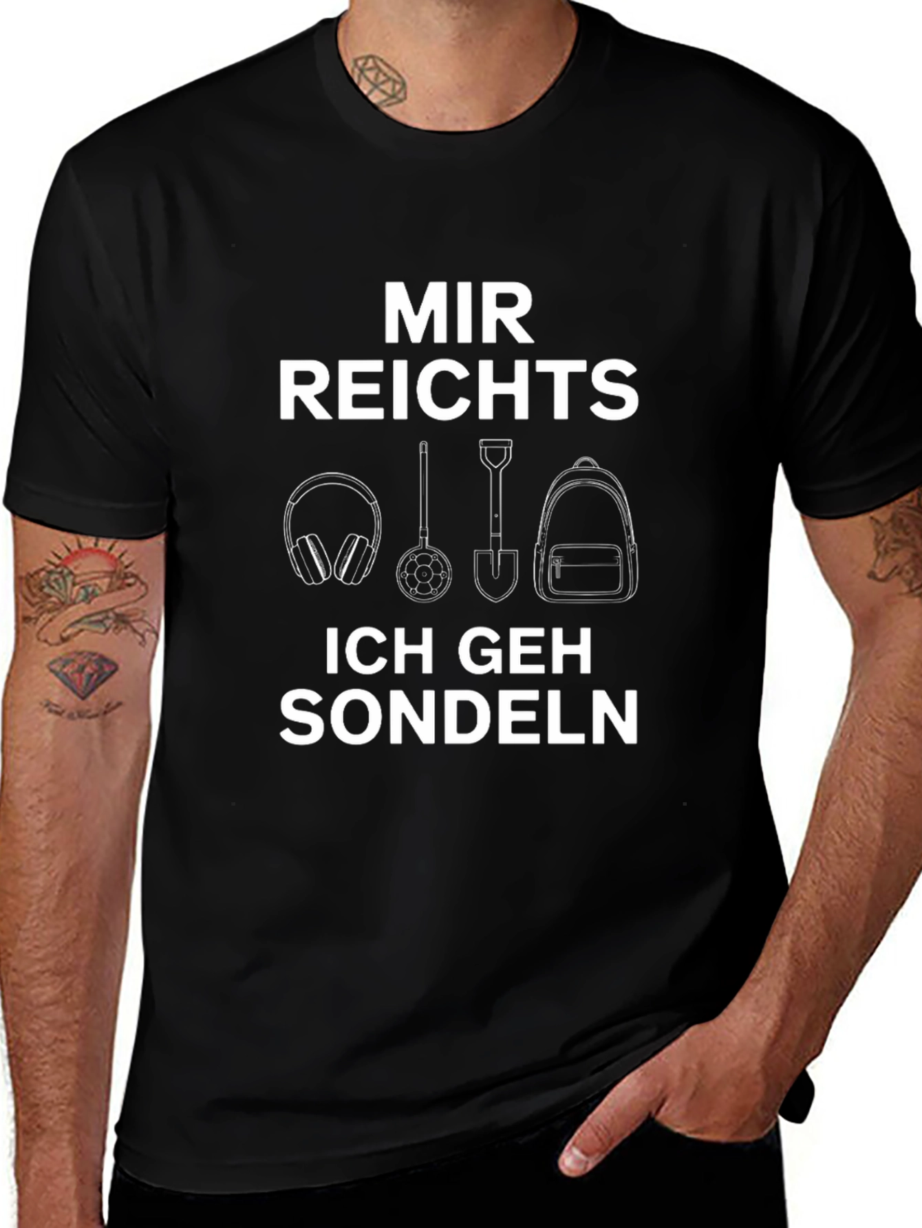 Variant 5 of Mir Reichts Ich Geh Sondeln Black Graphic Tee