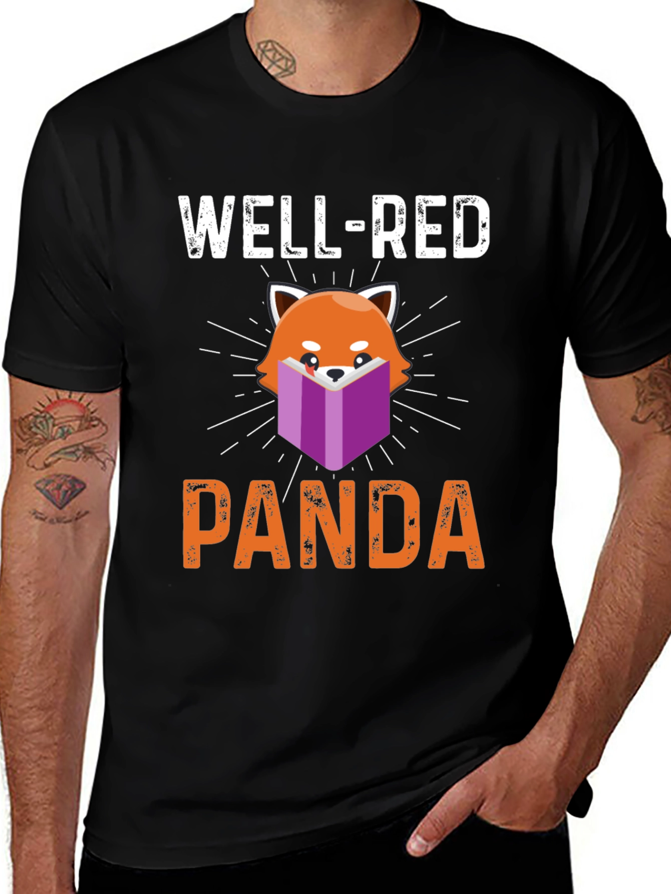 Variant 29 of Well-Red Panda T-Shirt - Book Lover Tee