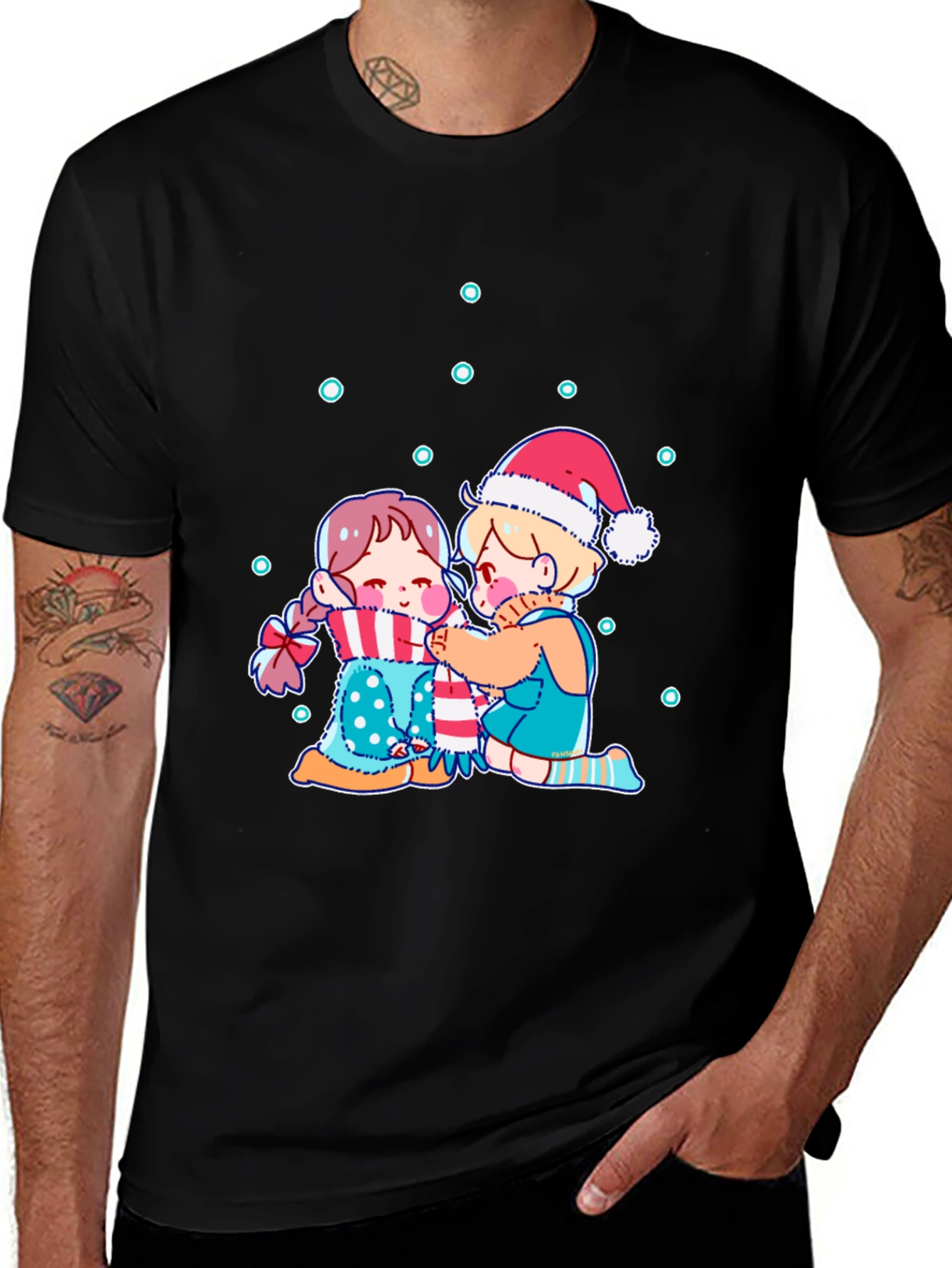 Black Festive Friends Graphic Tee main image