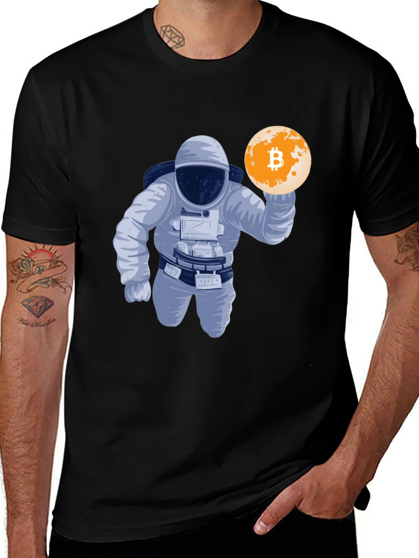 Variant 18 of Bitcoin Astronaut Graphic T-Shirt - Crypto Moon Landing!