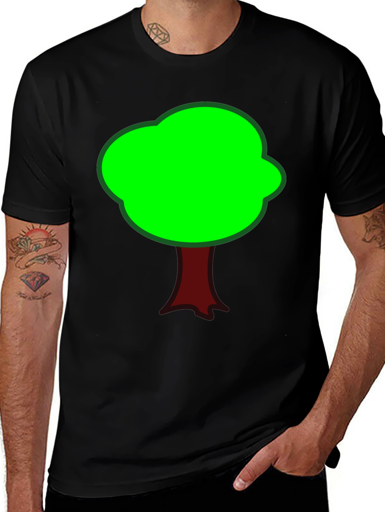 Variant 30 of Fun Tree Graphic Tee - Black Cotton T-Shirt