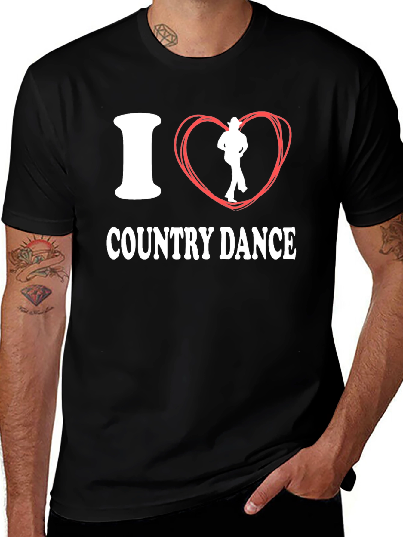 Variant 19 of I Love Country Dance Black Cotton Tee