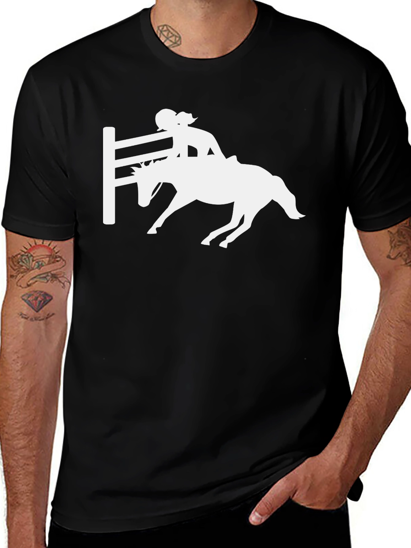 Equestrian Horse Riding T-Shirt - Black