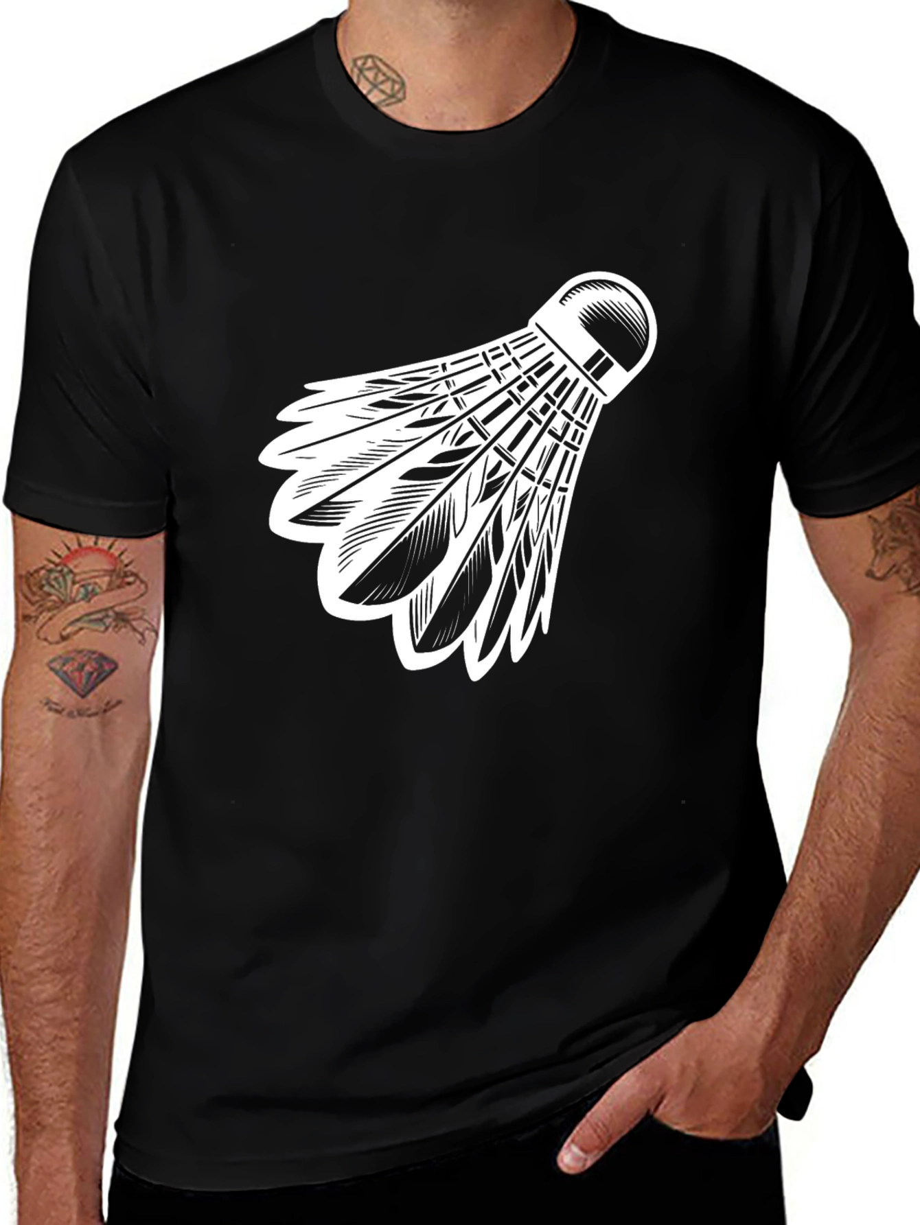 Black Badminton Shuttlecock Graphic Tee main image
