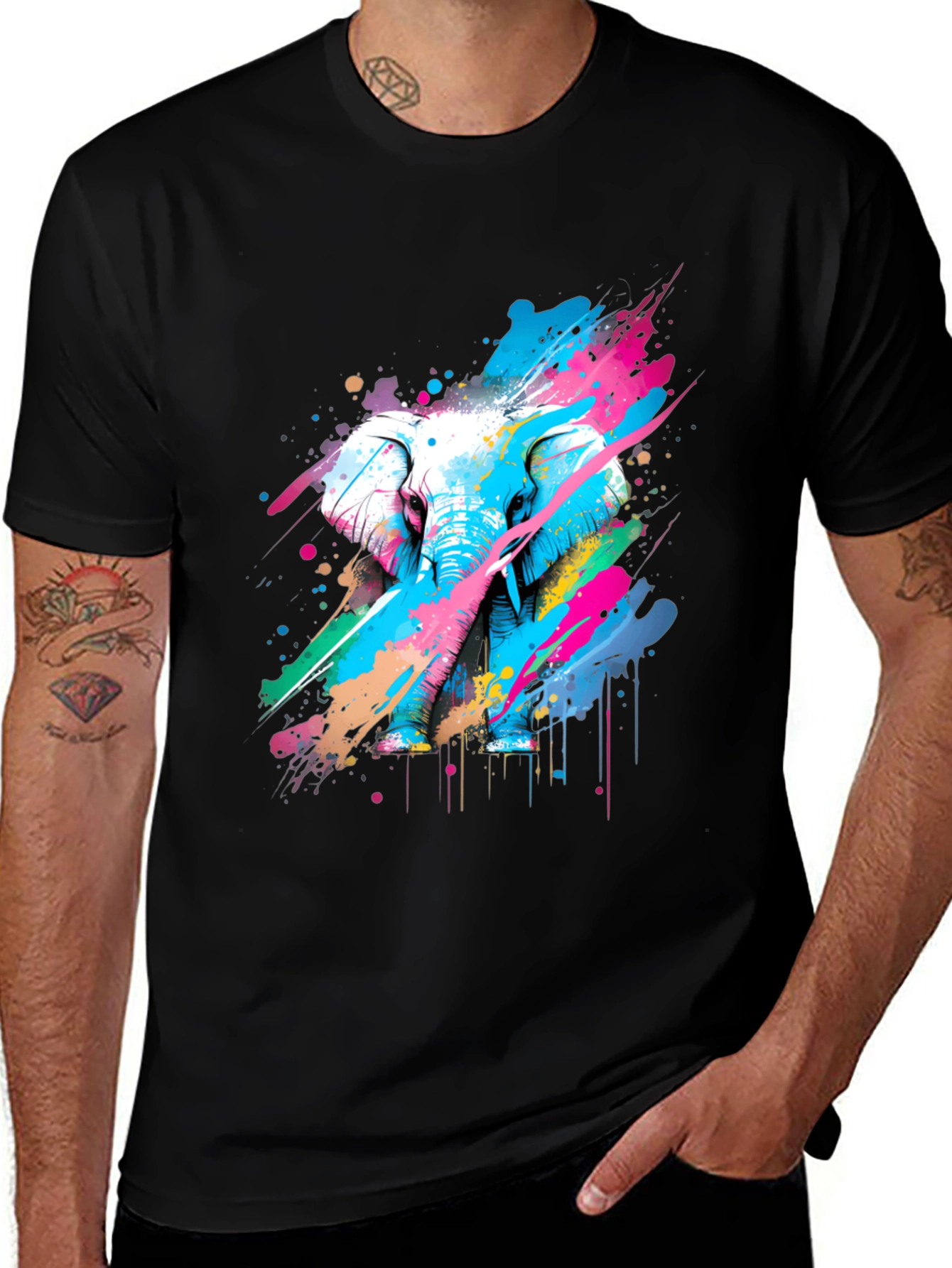 Variant 2 of Colorful Elephant Graphic T-Shirt - Artistic Design
