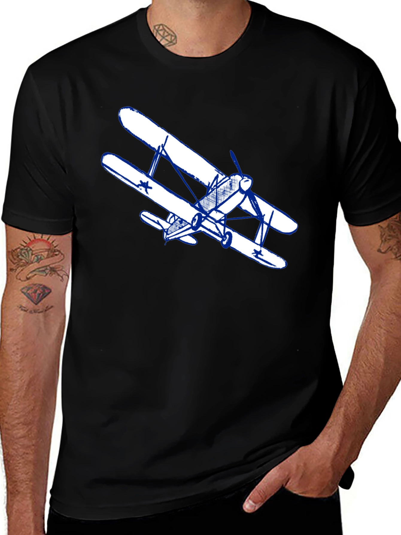 Variant 7 of Vintage Airplane T-Shirt - Classic Biplane Design