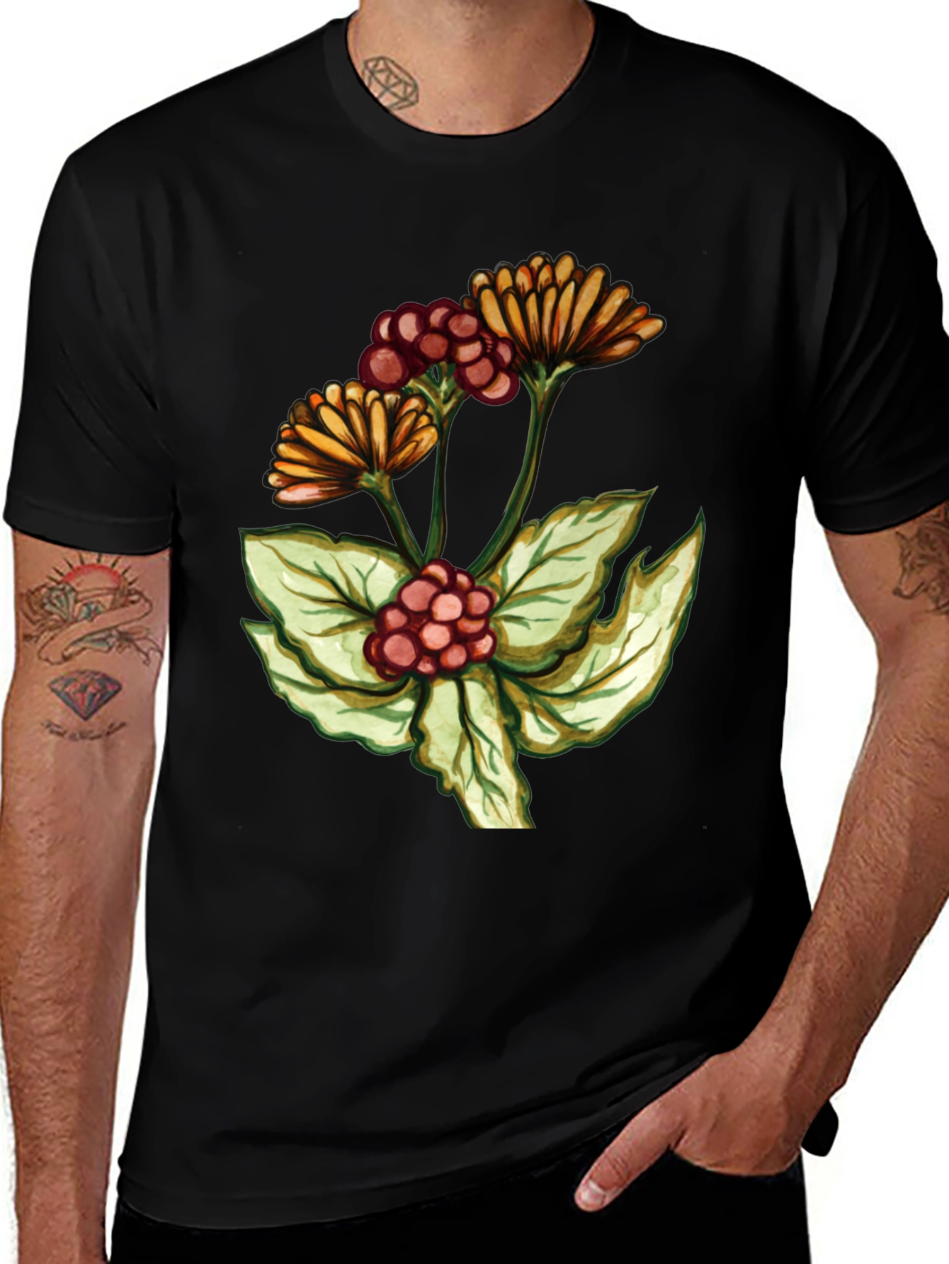 Variant 11 of Floral Graphic Black T-Shirt