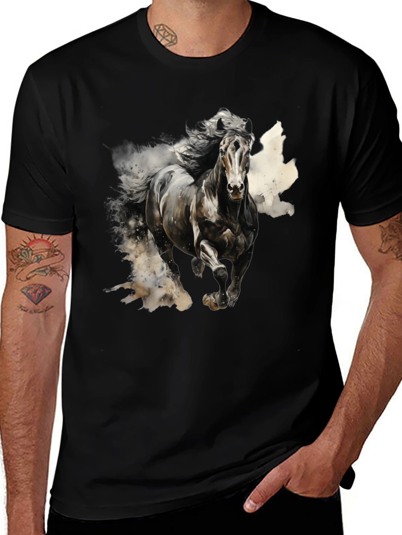 Variant 21 of Majestic Horse Graphic Tee - Black Cotton Blend