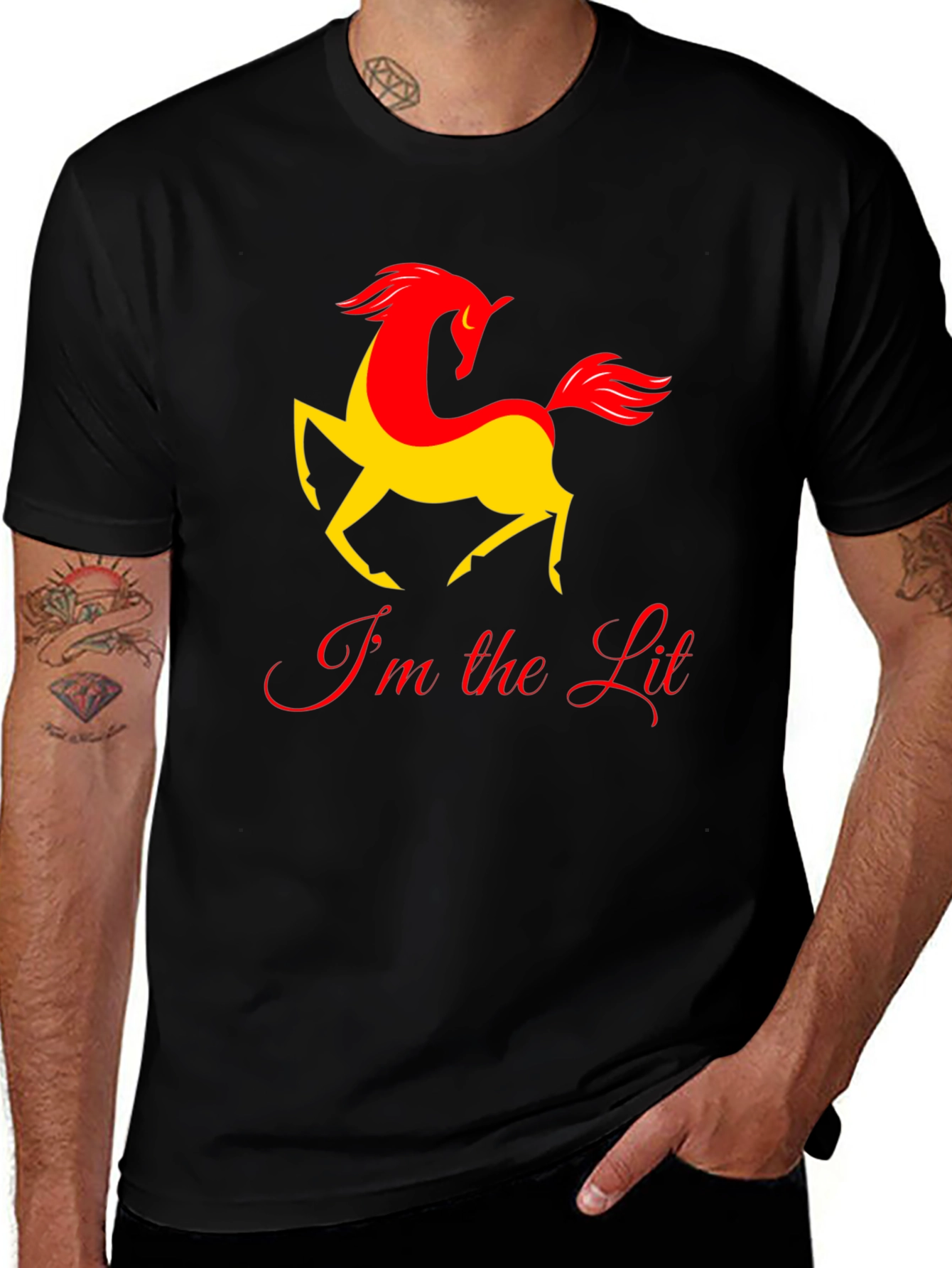 Variant 23 of I'm the Lit Horse Graphic T-Shirt - Black