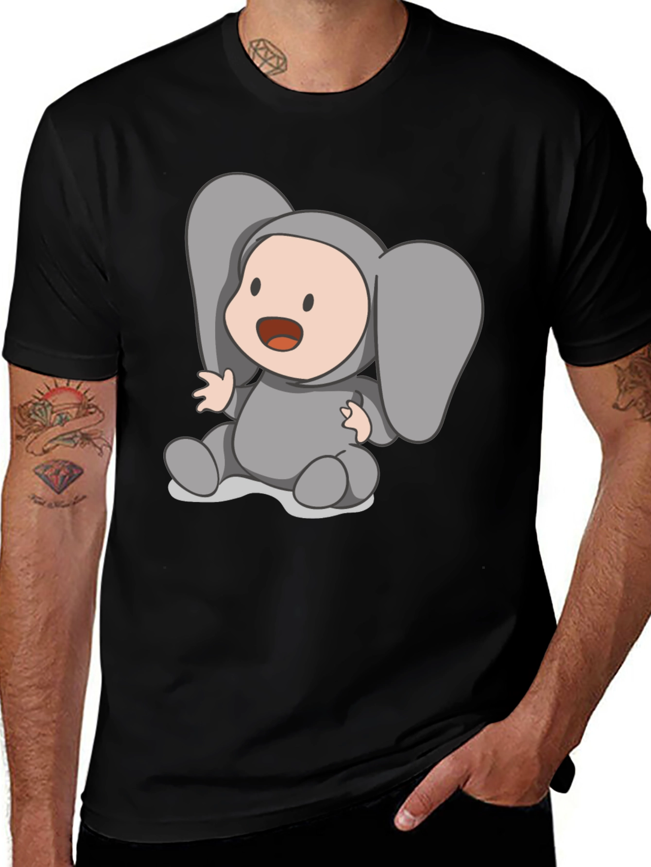 Variant 14 of Cute Elephant Costume T-Shirt - Unisex Black Tee