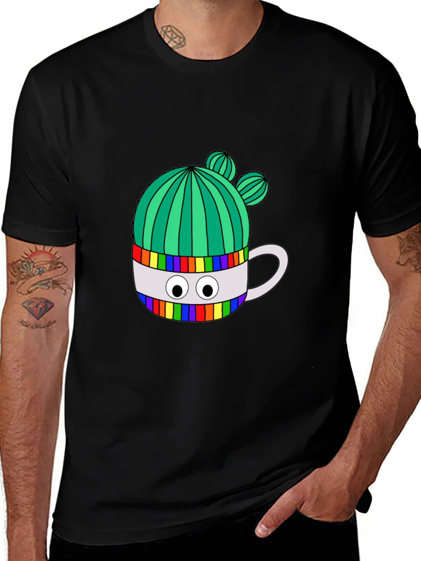Variant 26 of Cactus in a Mug T-Shirt - Cute Cartoon Plant Tee