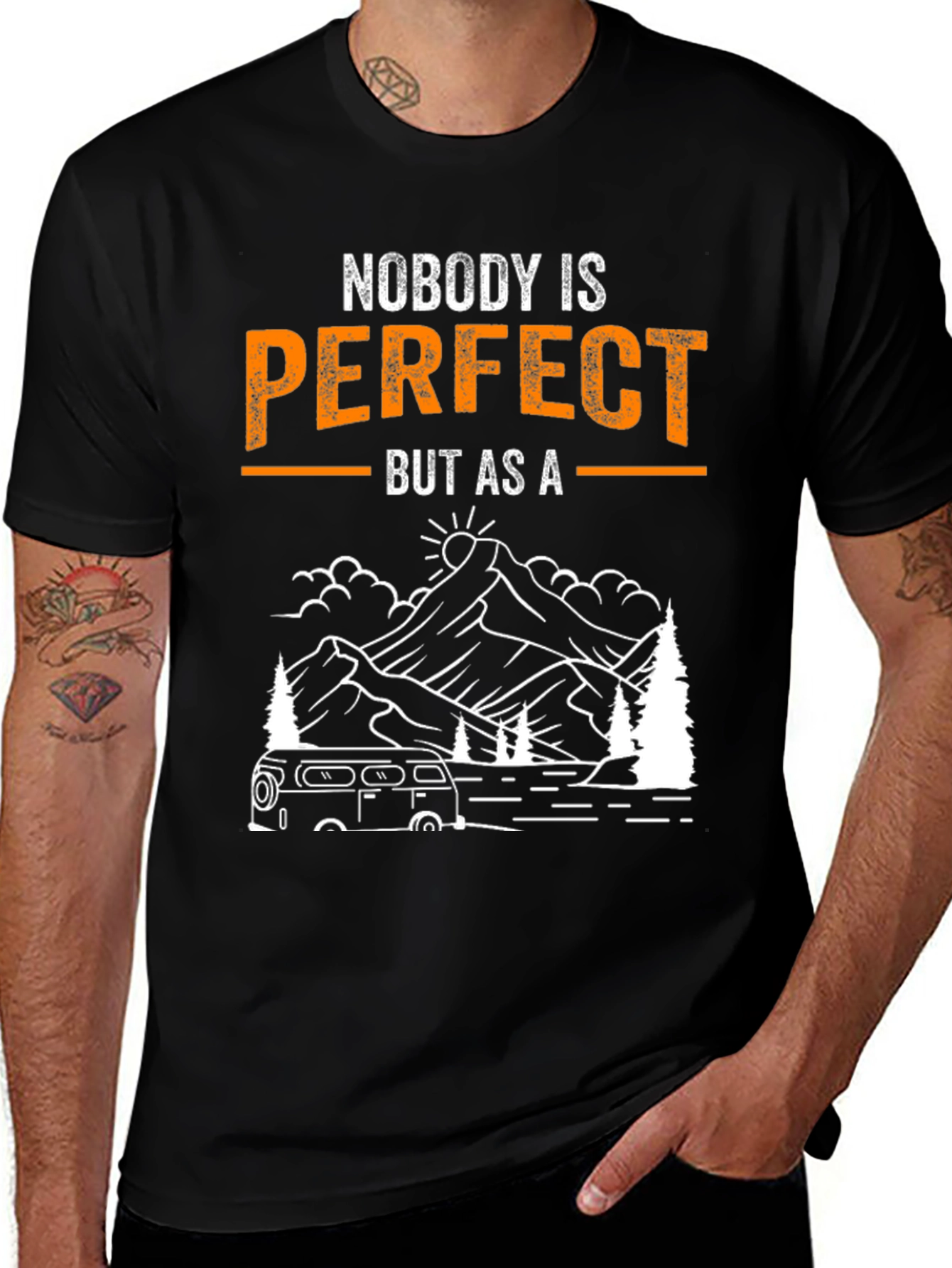 Variant 7 of Camper Van Graphic Tee - Nobody is Perfect