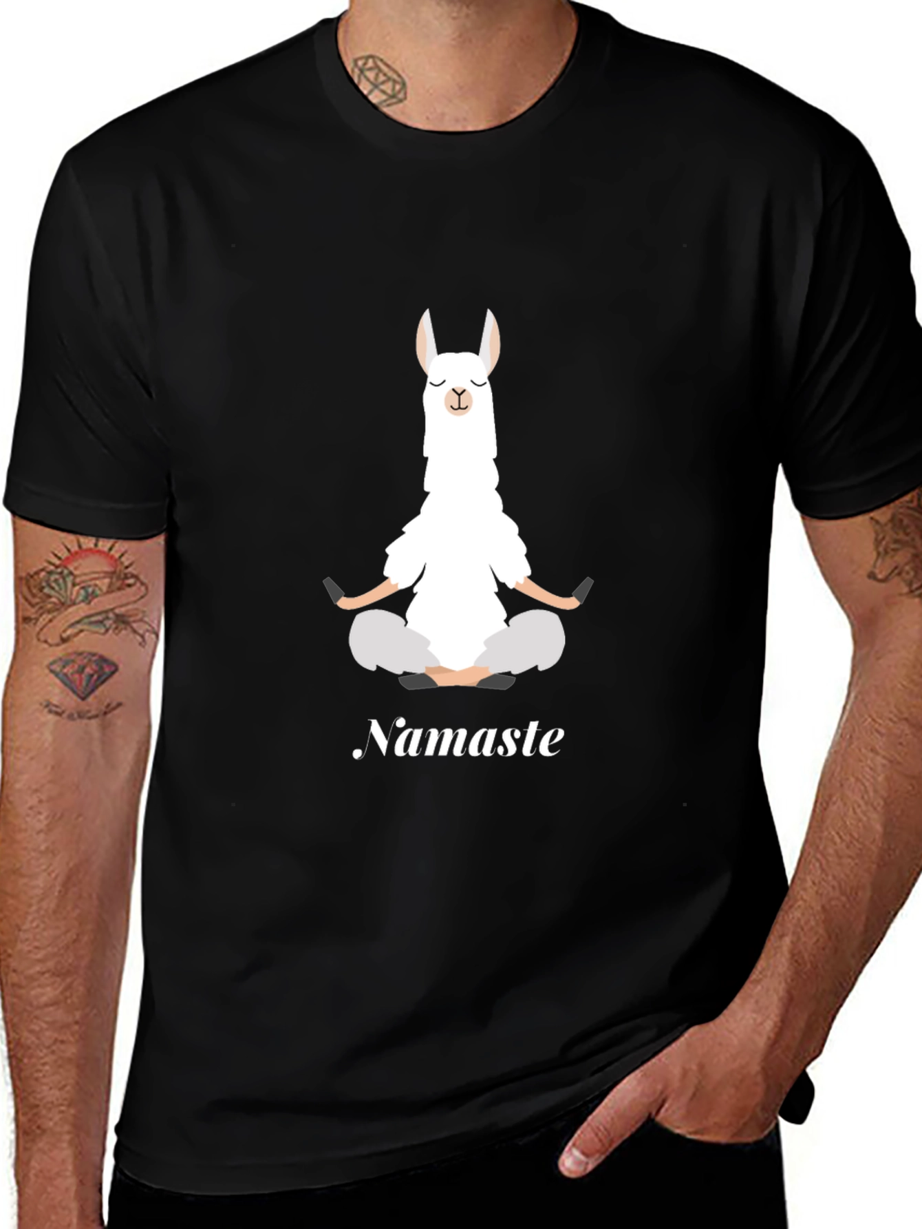 Variant 5 of Llama Namaste Yoga Meditation Black Graphic T-Shirt