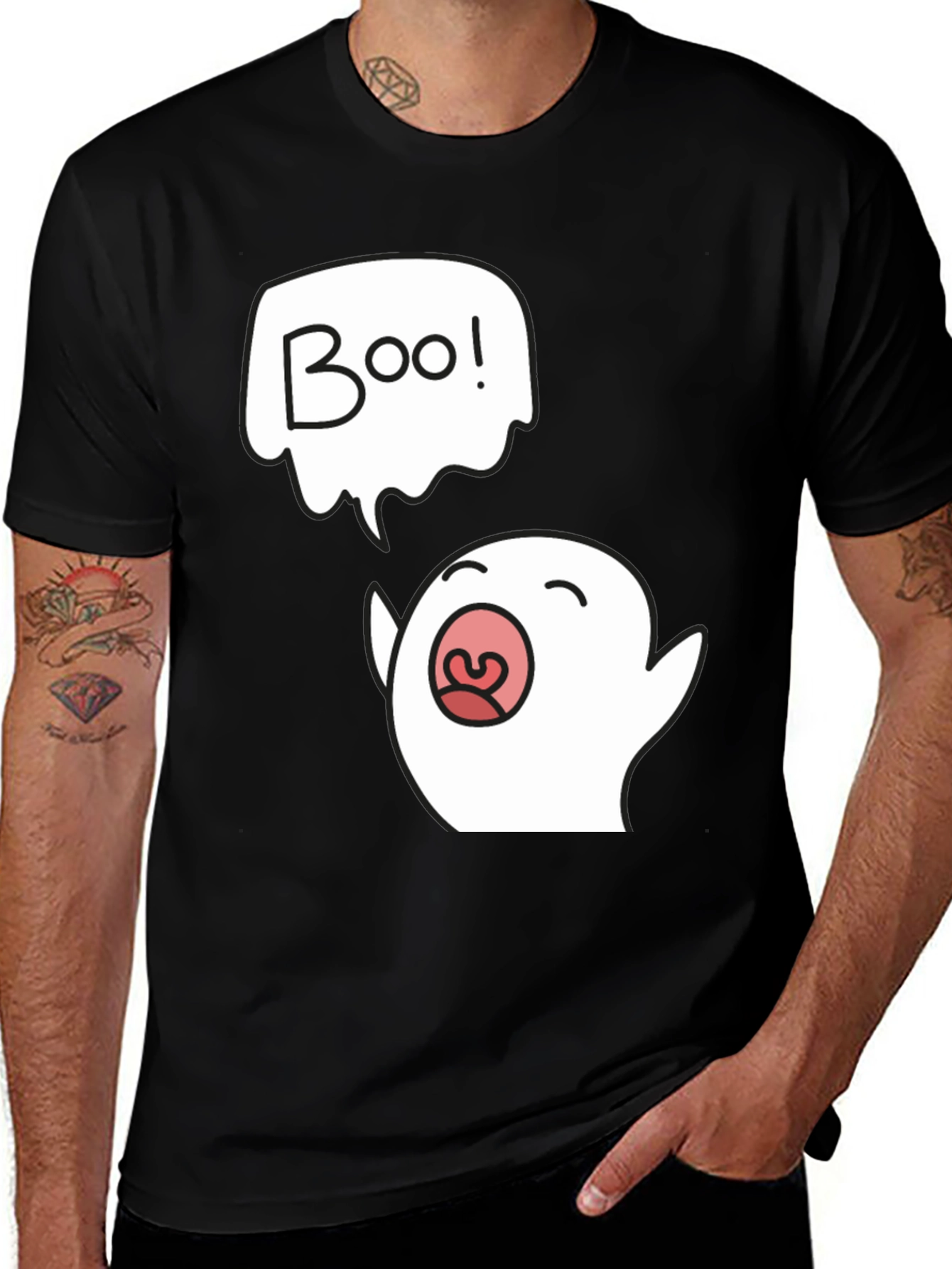 Variant 16 of Boo Ghost Graphic Black T-Shirt