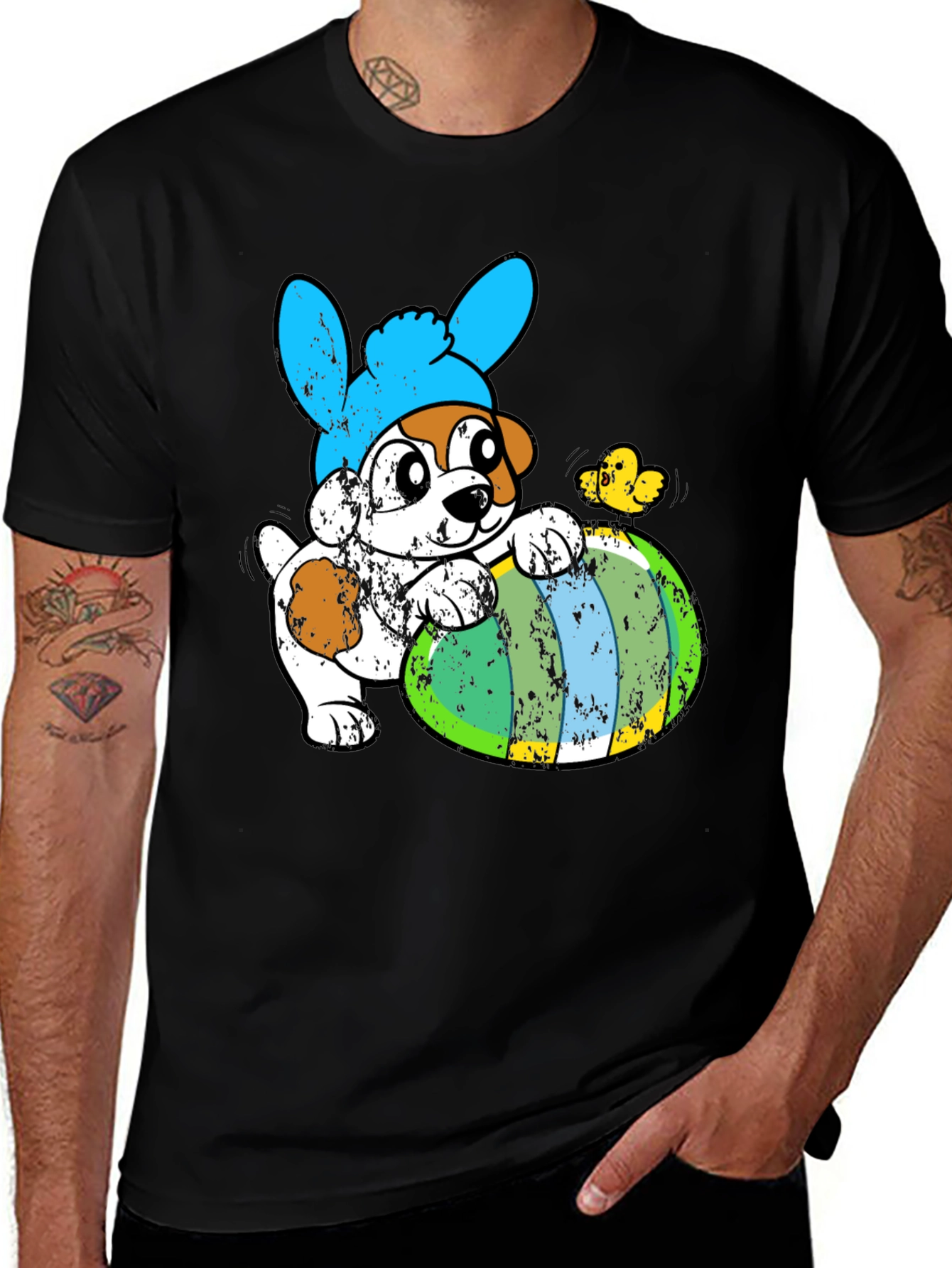Easter Dog T-Shirt - Bunny Ears & Egg