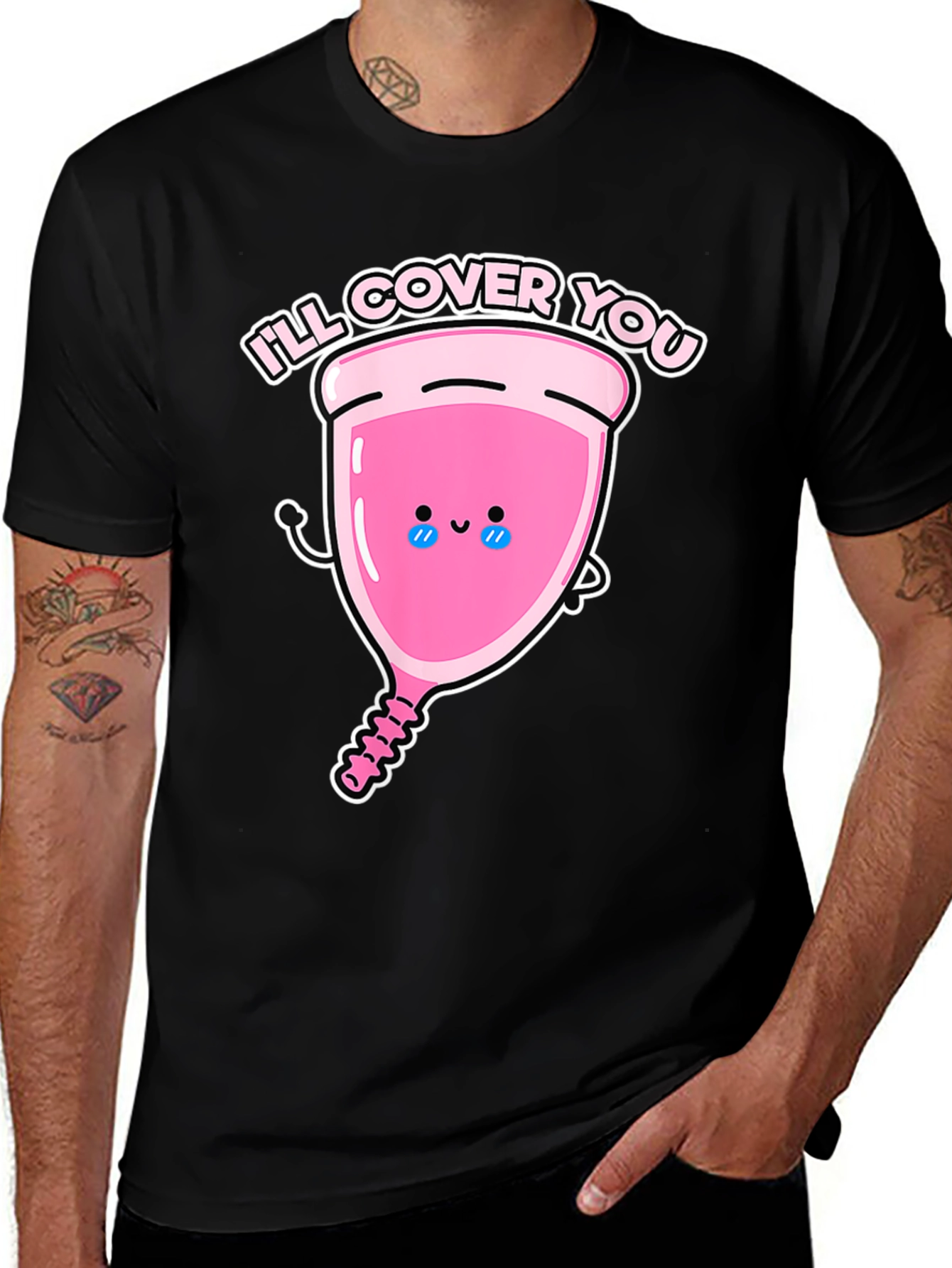 Variant 10 of Men's 'I'll Cover You' Menstrual Cup Graphic Tee