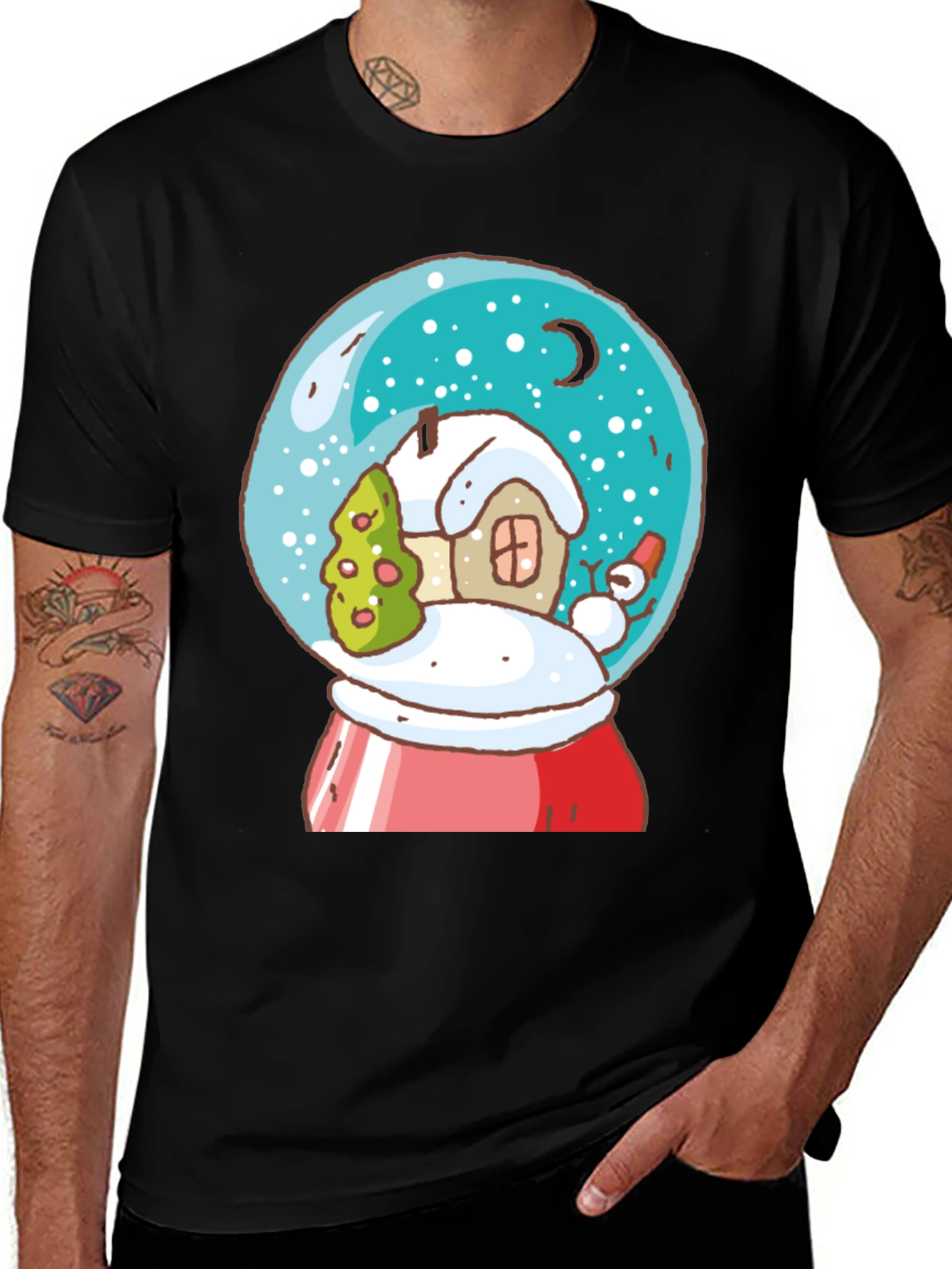 Festive Snow Globe Graphic Tee - Holiday Cheer
