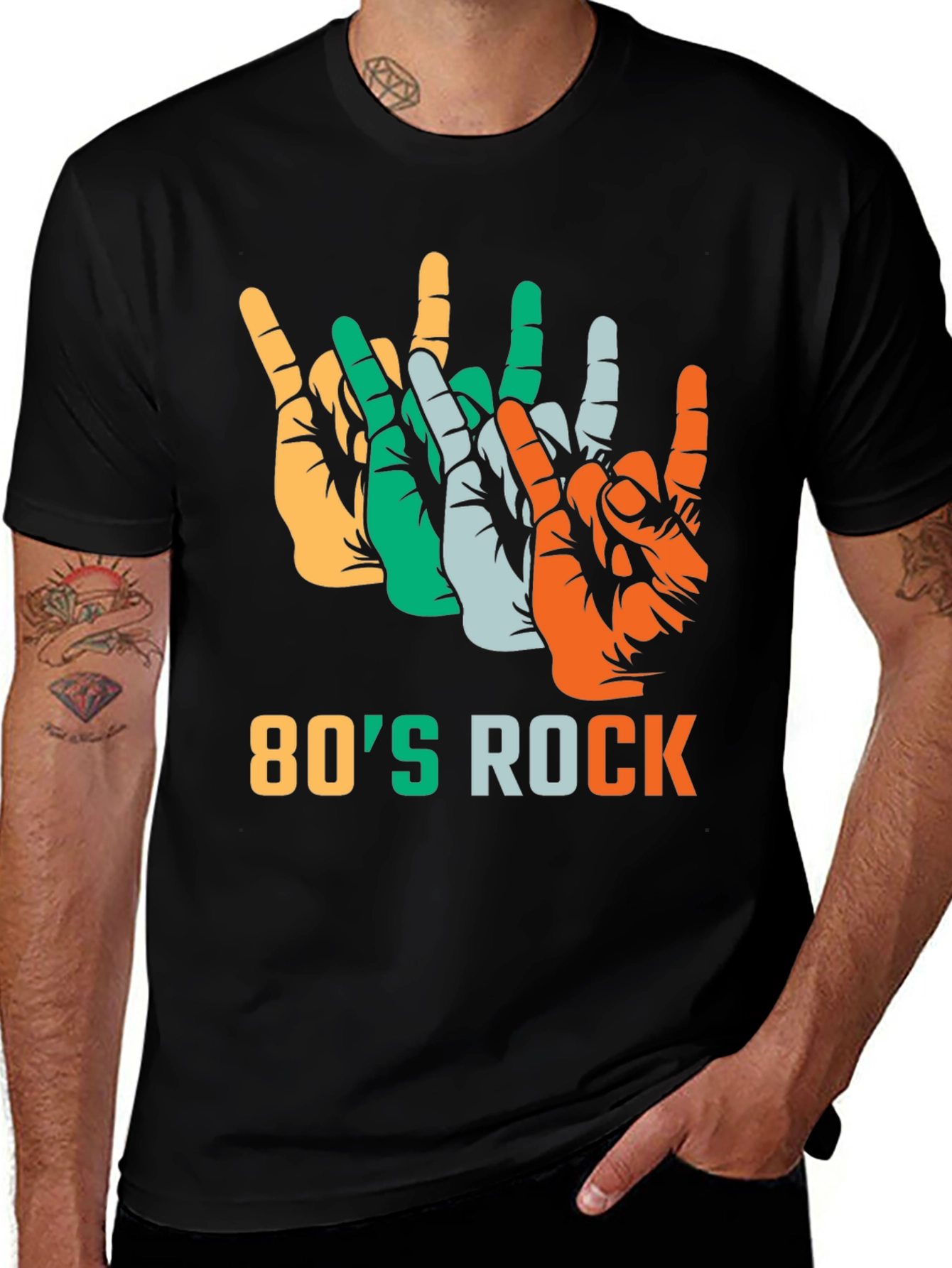 Variant 5 of 80's Rock T-Shirt Devil Horns Hand Gesture Tee