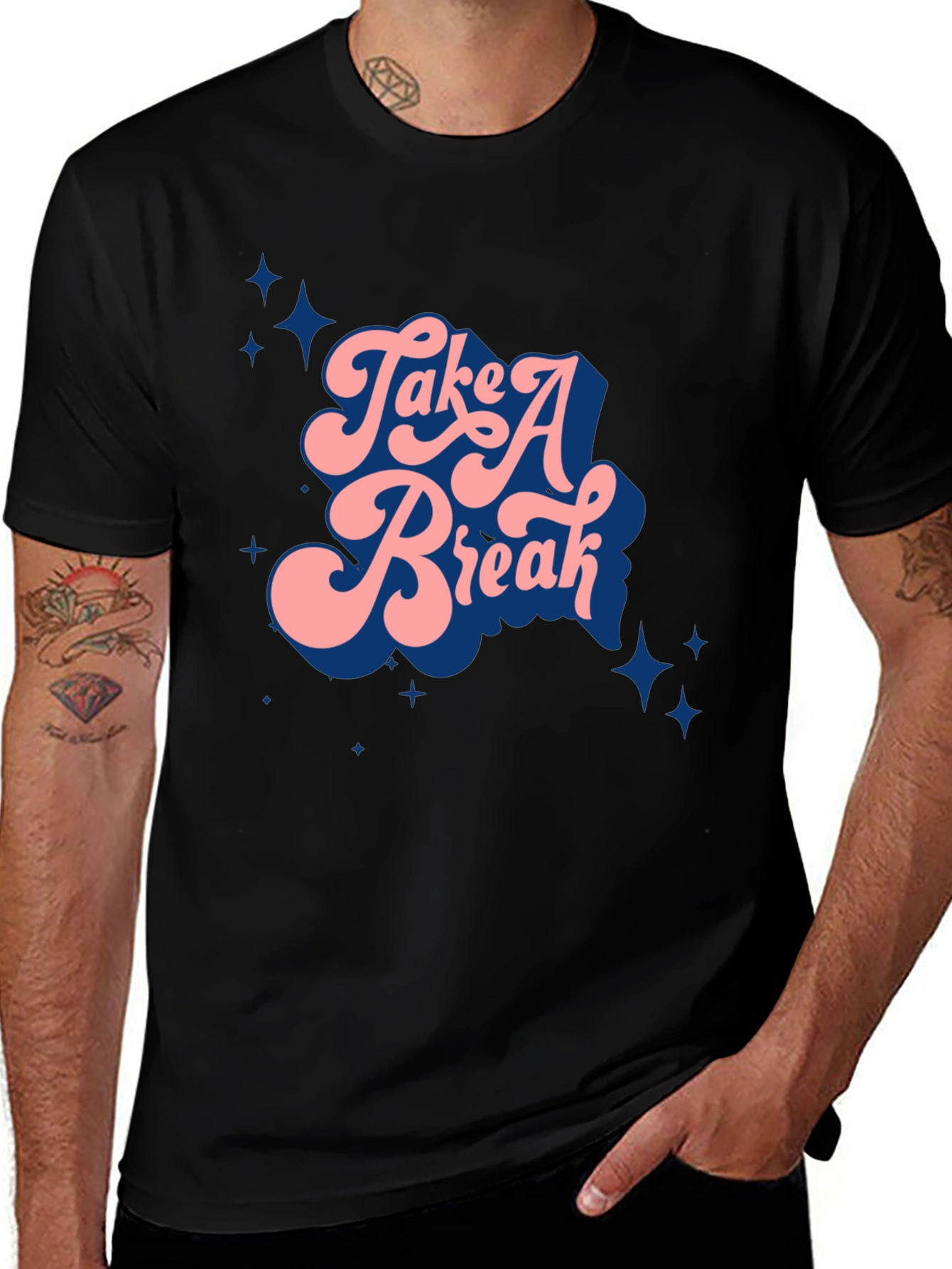 Variant 8 of Take A Break Graphic Tee - Black Casual Shirt