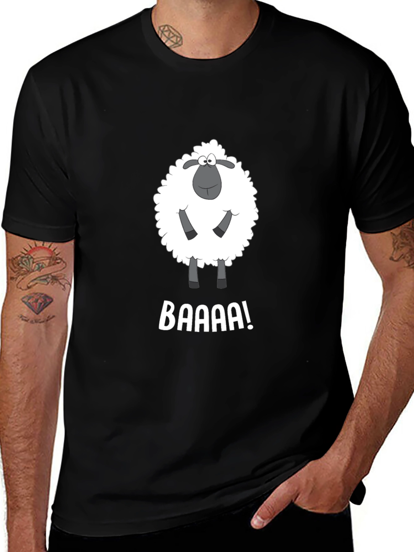 Variant 30 of Funny Sheep BAAAA! Black T-Shirt