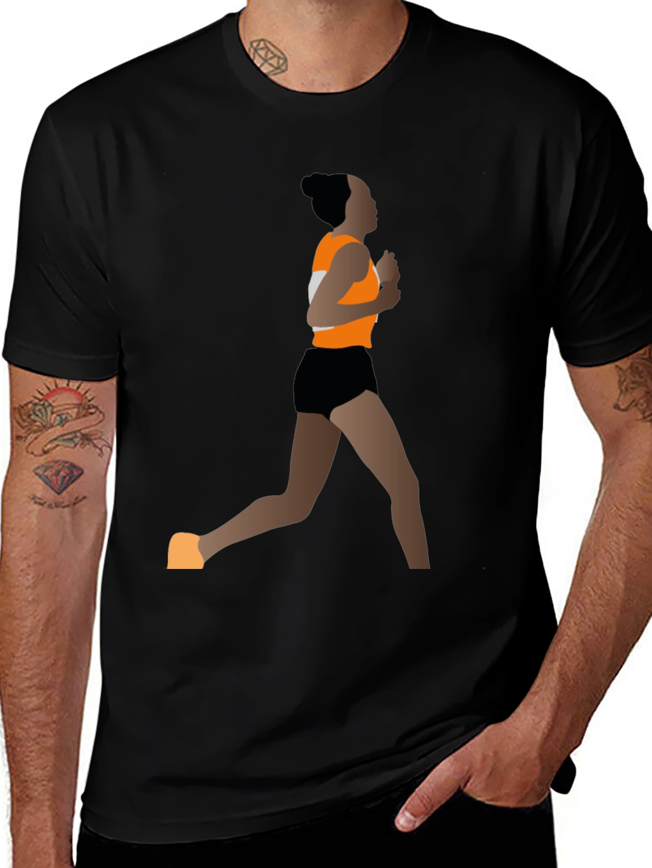 Variant 11 of Runner Graphic Tee - Black Athletic Style Shirt