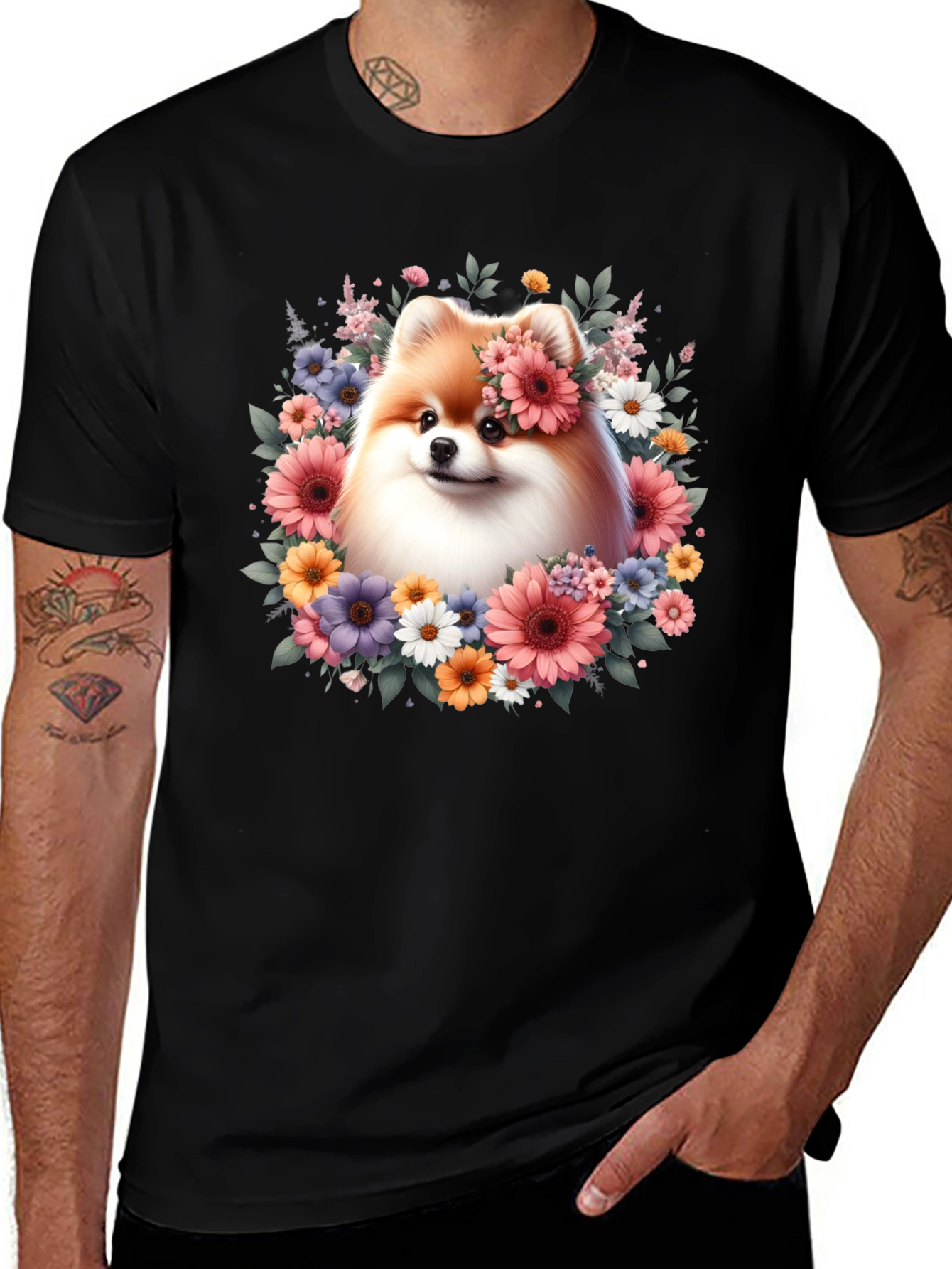 Variant 20 of Dog With Floral Crown T-Shirt