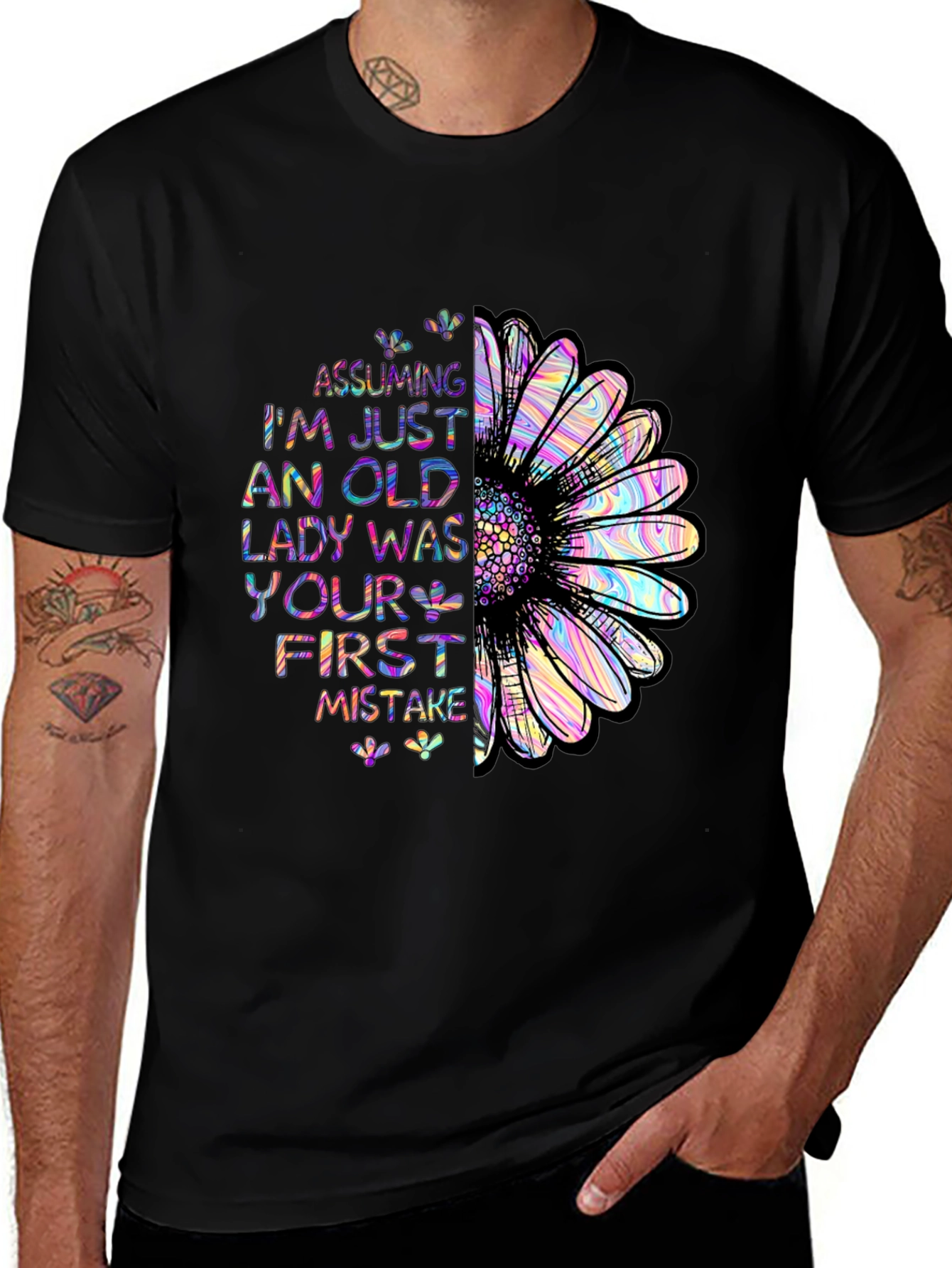 Variant 27 of Old Lady Flower T-Shirt - Unique Graphic Tee