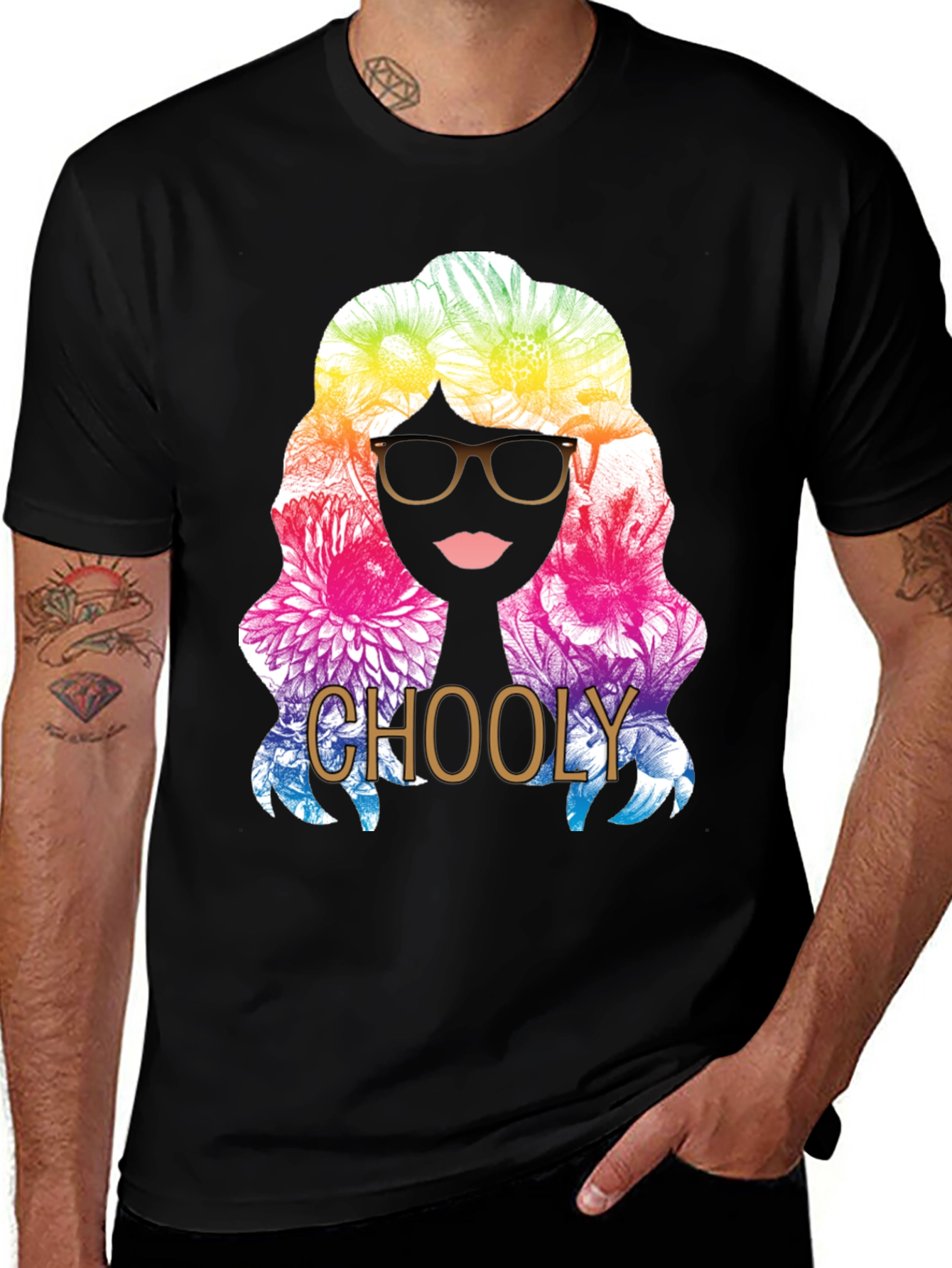 Colorful Floral Silhouette T-Shirt