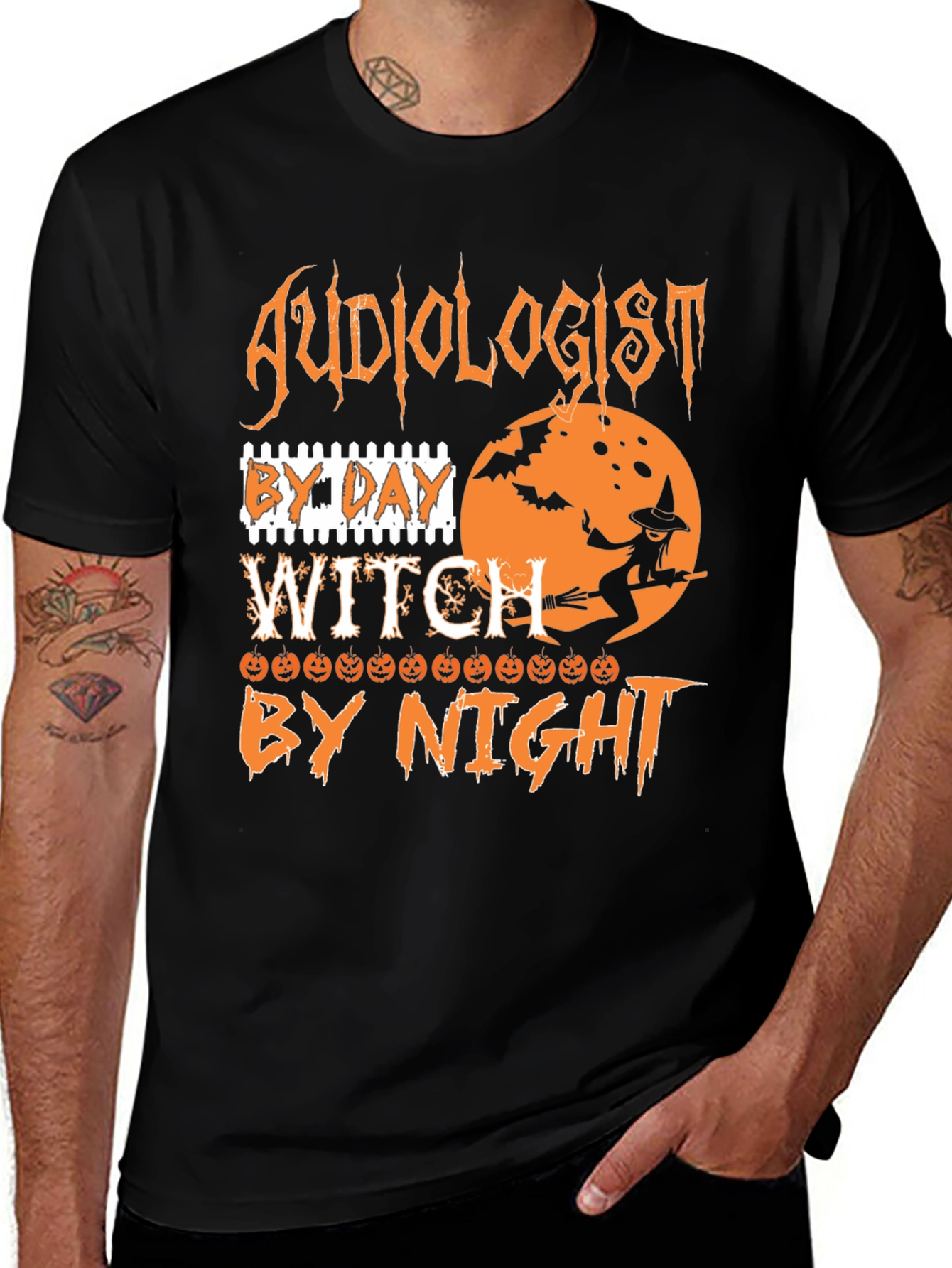 Audiologist By Day Witch By Night Halloween T-Shirt