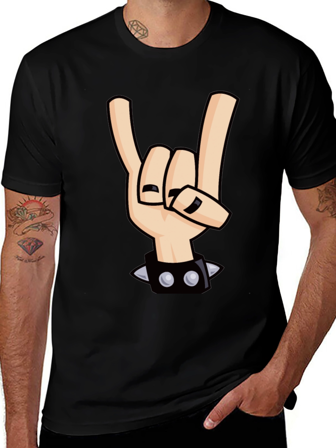 Variant 24 of Rock On Graphic Tee - Black Cotton T-Shirt