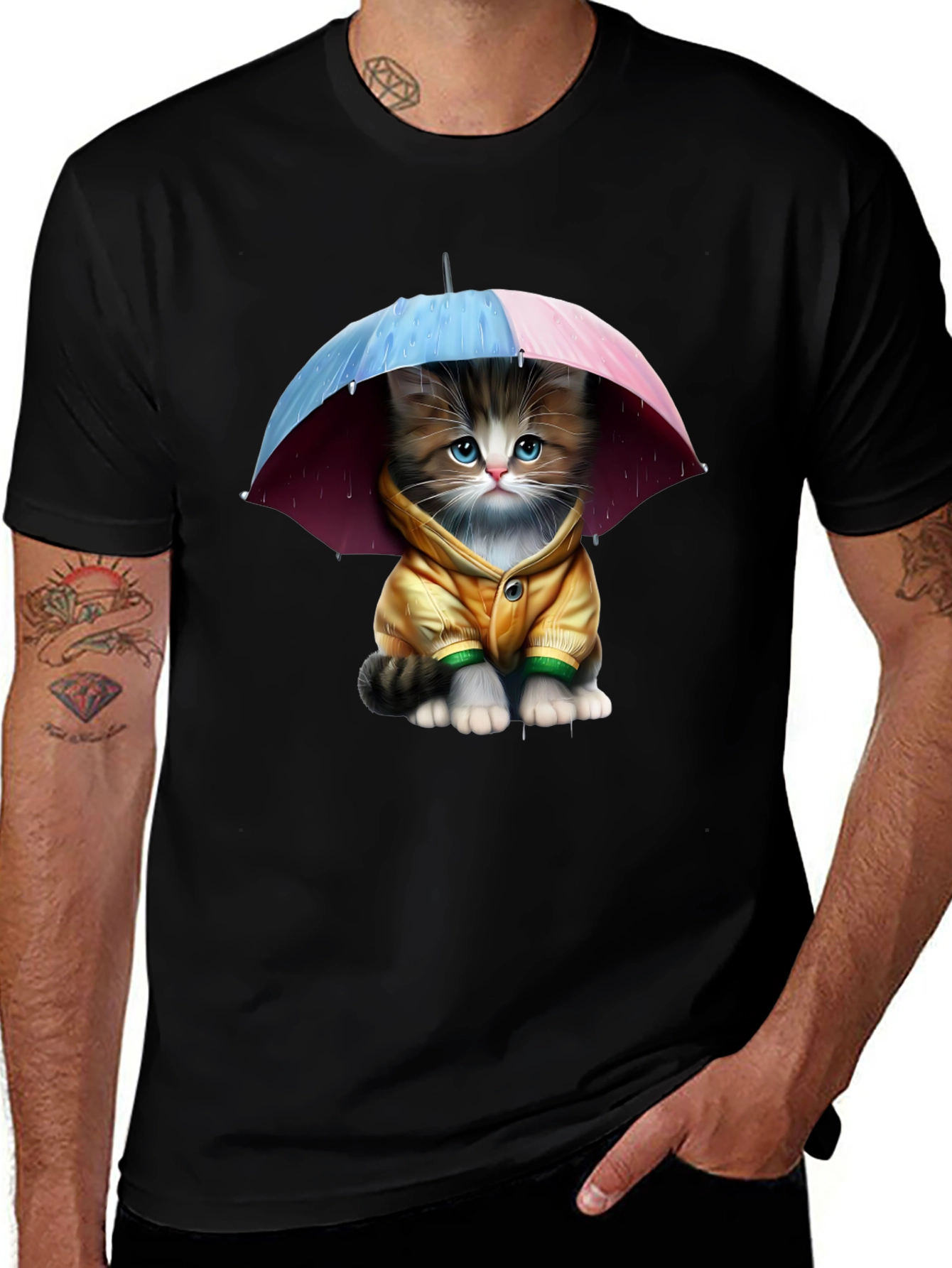Variant 23 of Kitten with Umbrella Graphic Tee