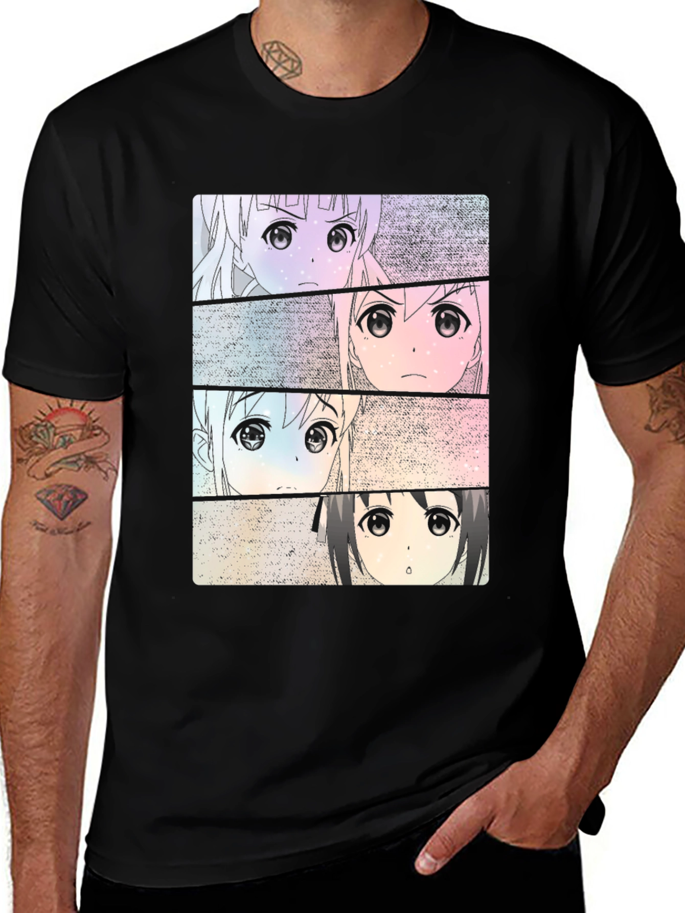 Variant 25 of Anime Girls Black T-Shirt