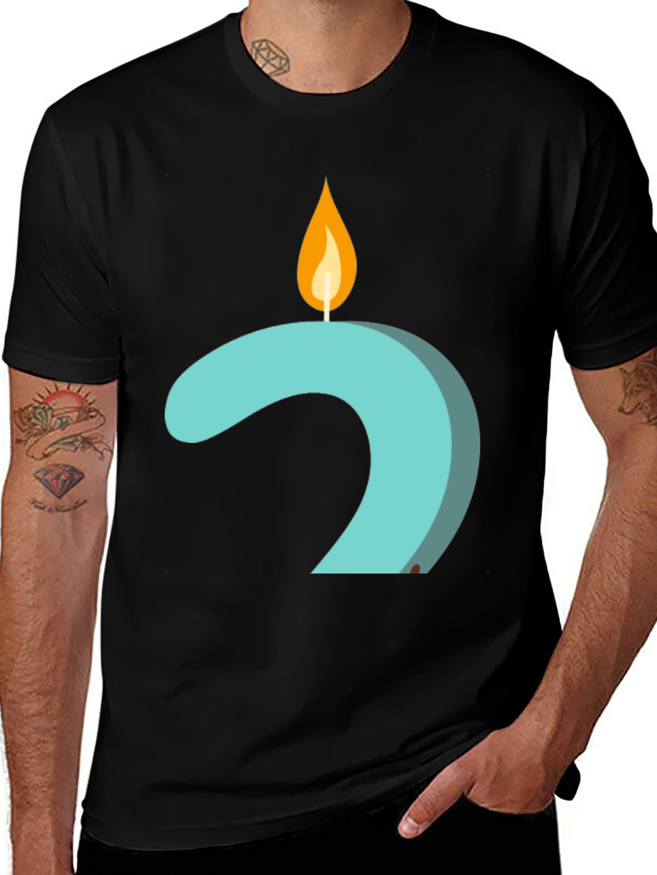 Variant 20 of Candle Number 2 Graphic Tee - Black