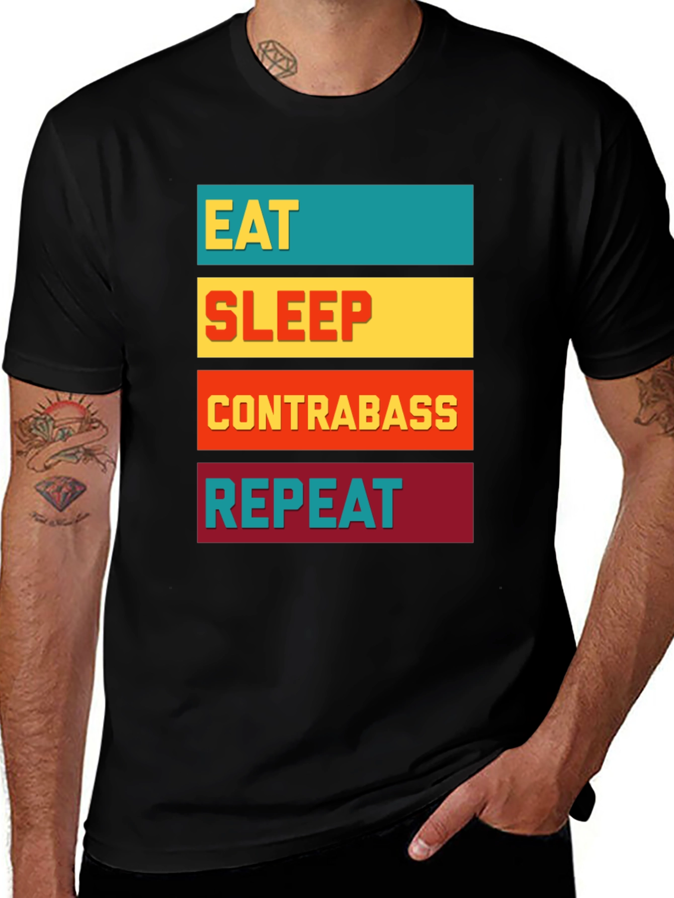 Variant 15 of Eat Sleep Contrabass Repeat Black T-Shirt