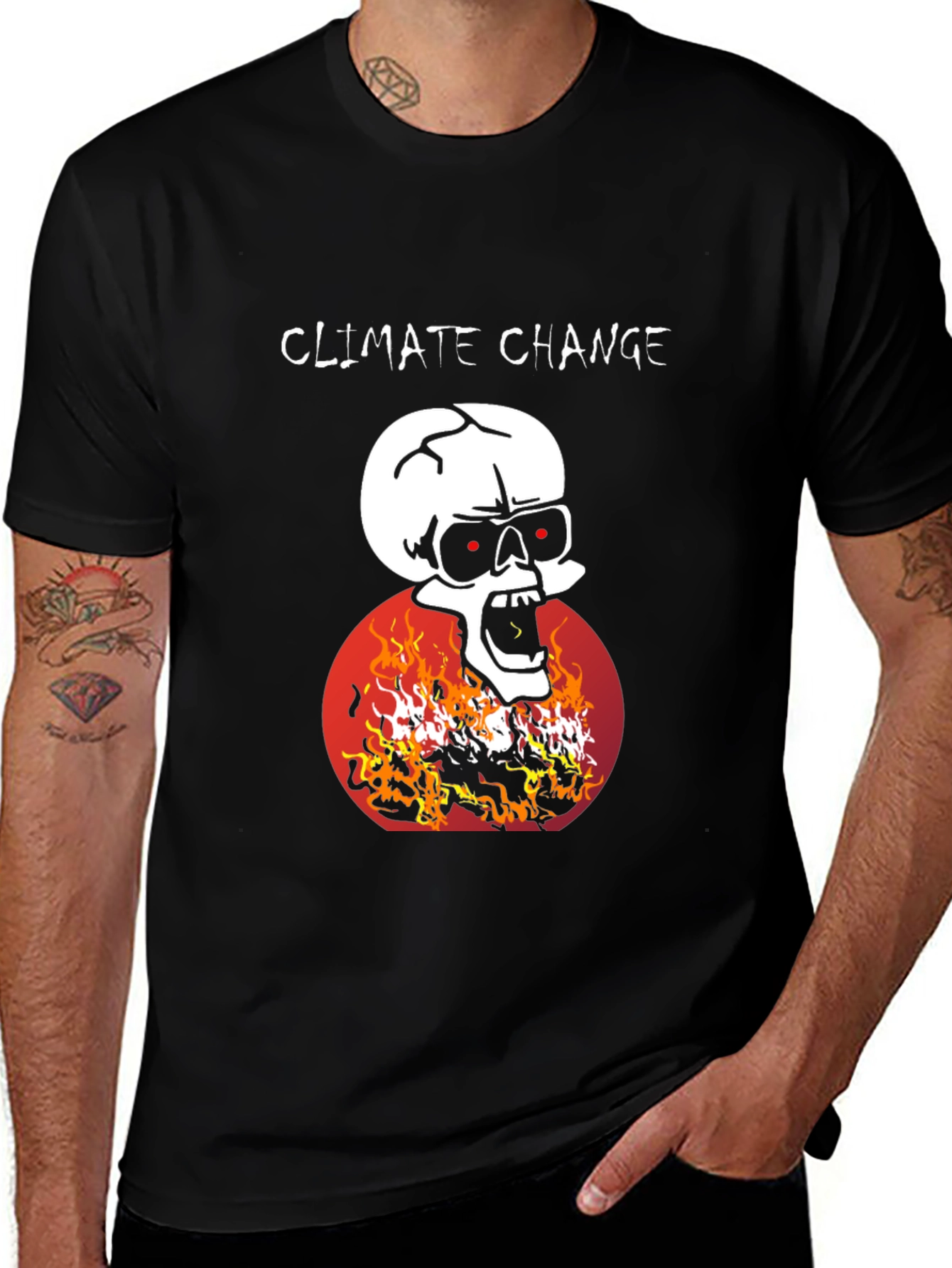 Variant 30 of Climate Change Skull Graphic T-Shirt - Bold Design