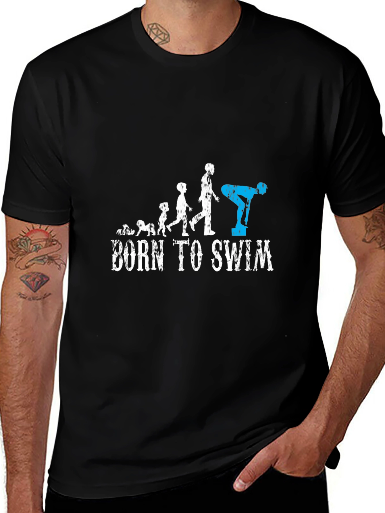 Variant 19 of Born to Swim T-Shirt | Swimmer Evolution Tee