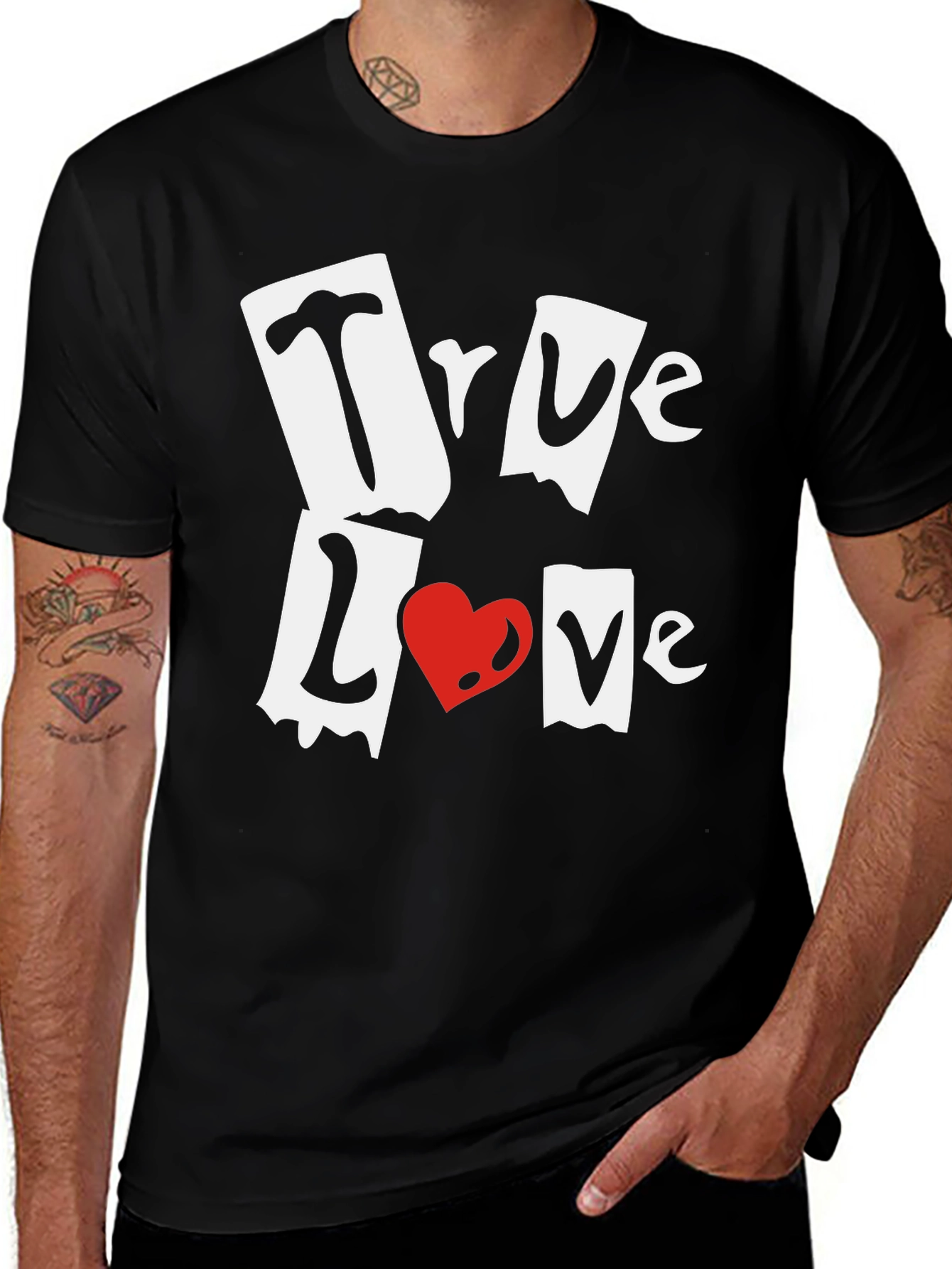 True Love Graphic Print Black T-Shirt