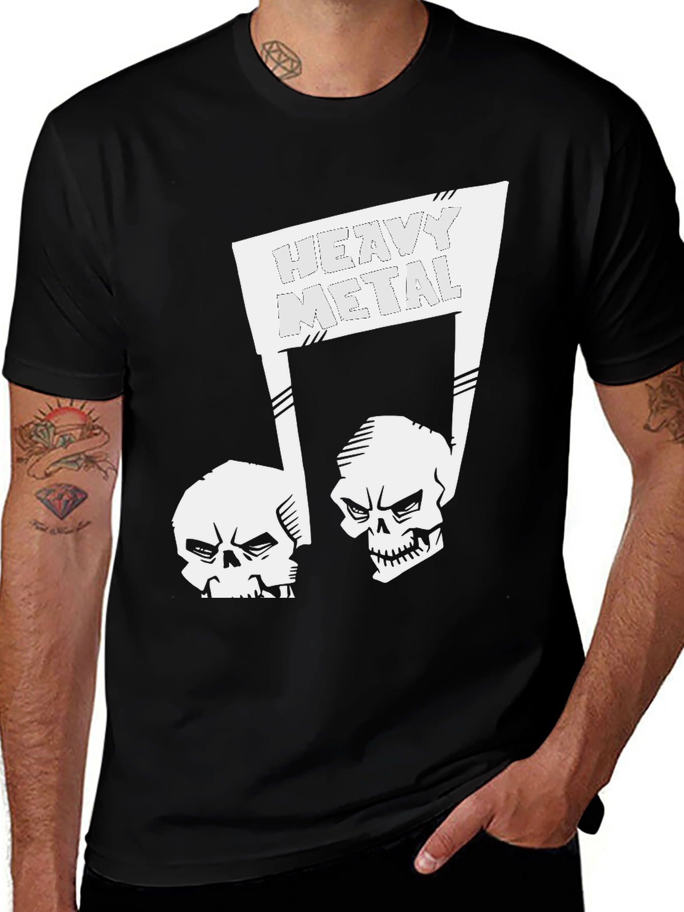 Heavy Metal Skulls Black Graphic T-Shirt