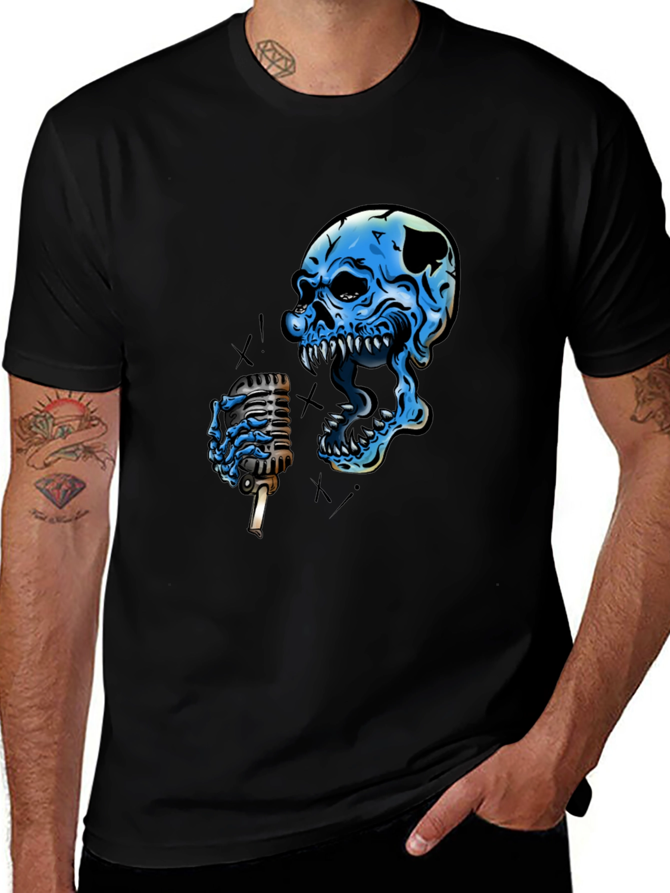 Variant 16 of Skull Singer Graphic Black T-Shirt