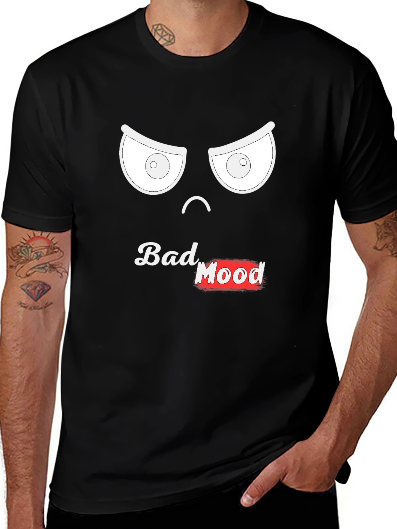 Variant 11 of Bad Mood Graphic Print Black T-Shirt