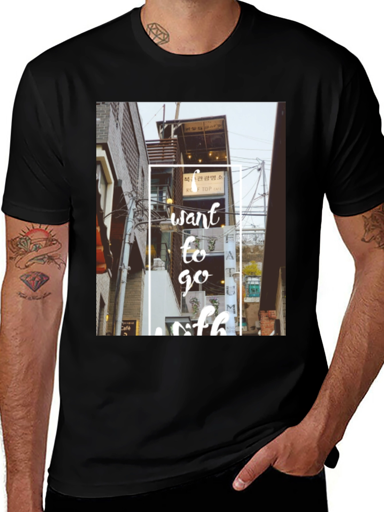 Variant 13 of Street Cafe Graphic Tee - Trendy Casual Wear