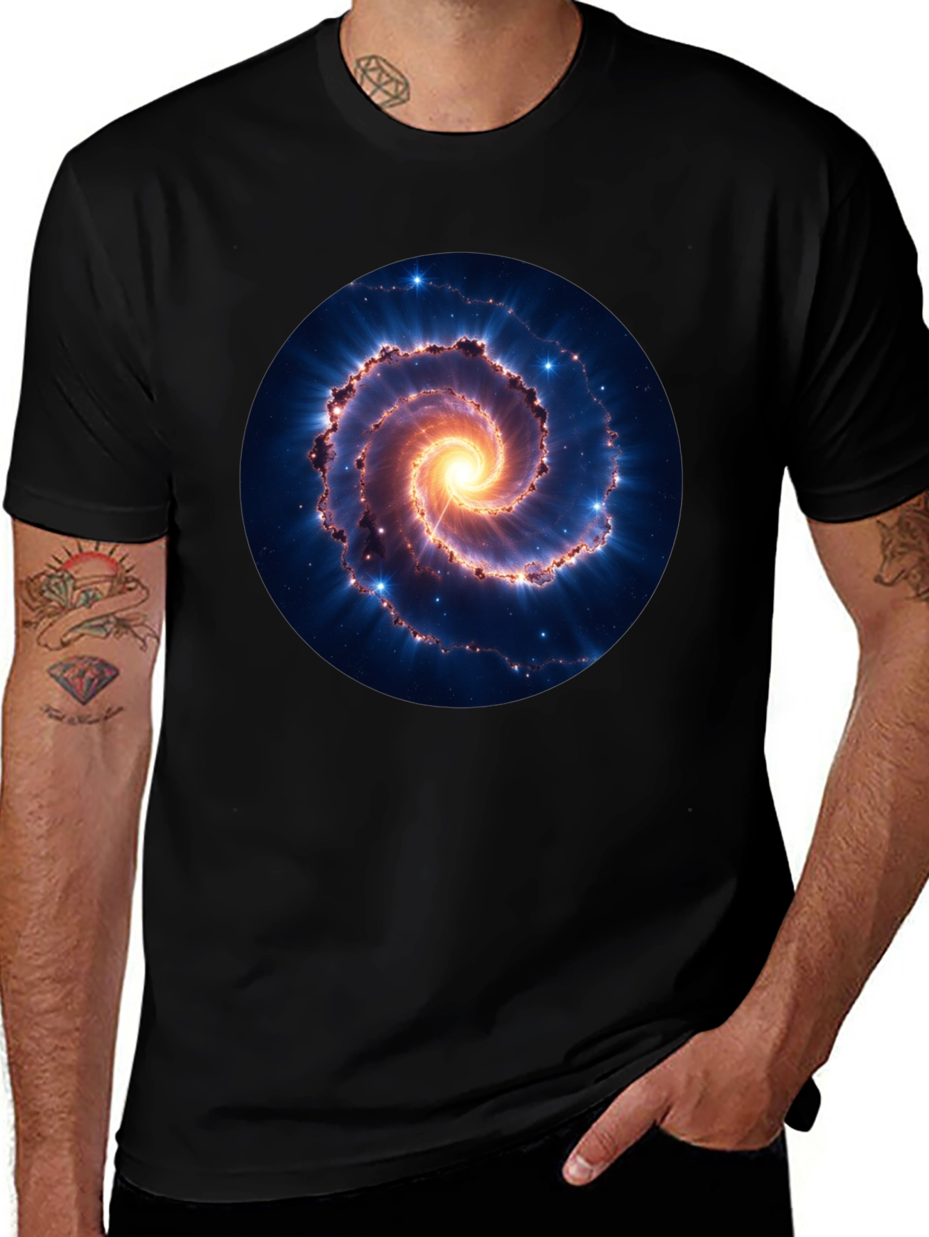 Variant 27 of Spiral Galaxy Graphic Tee - Black Cotton Blend