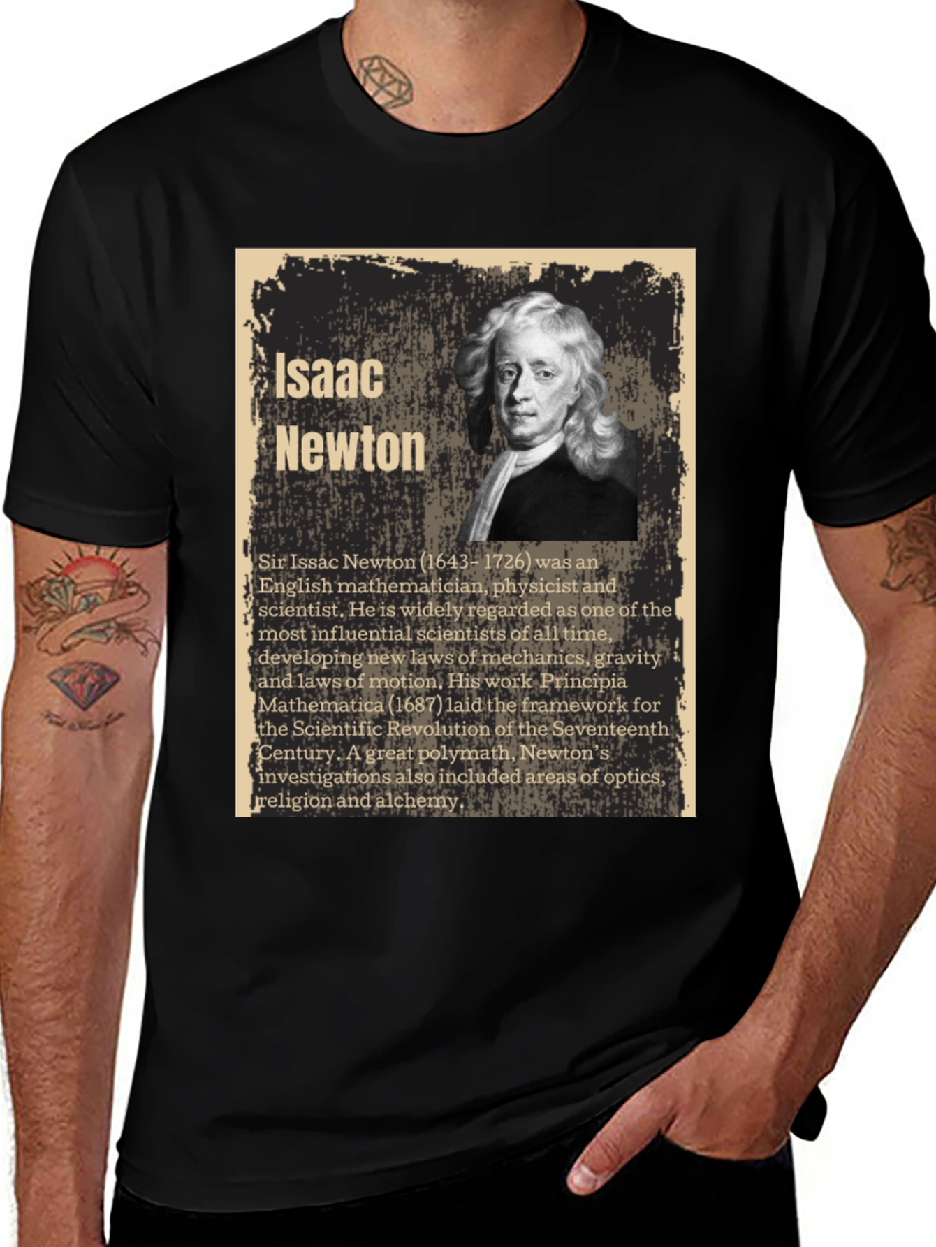 Isaac Newton Portrait Graphic T-Shirt