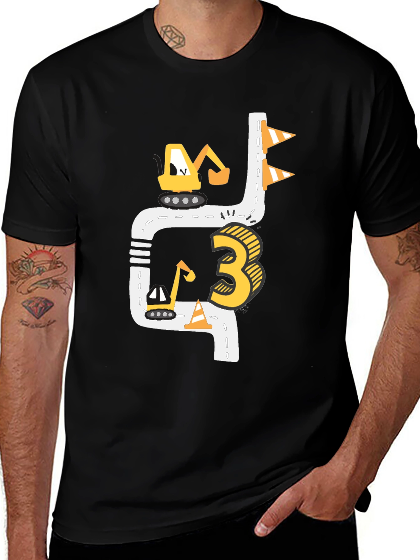 Variant 16 of Construction 3rd Birthday Black T-Shirt