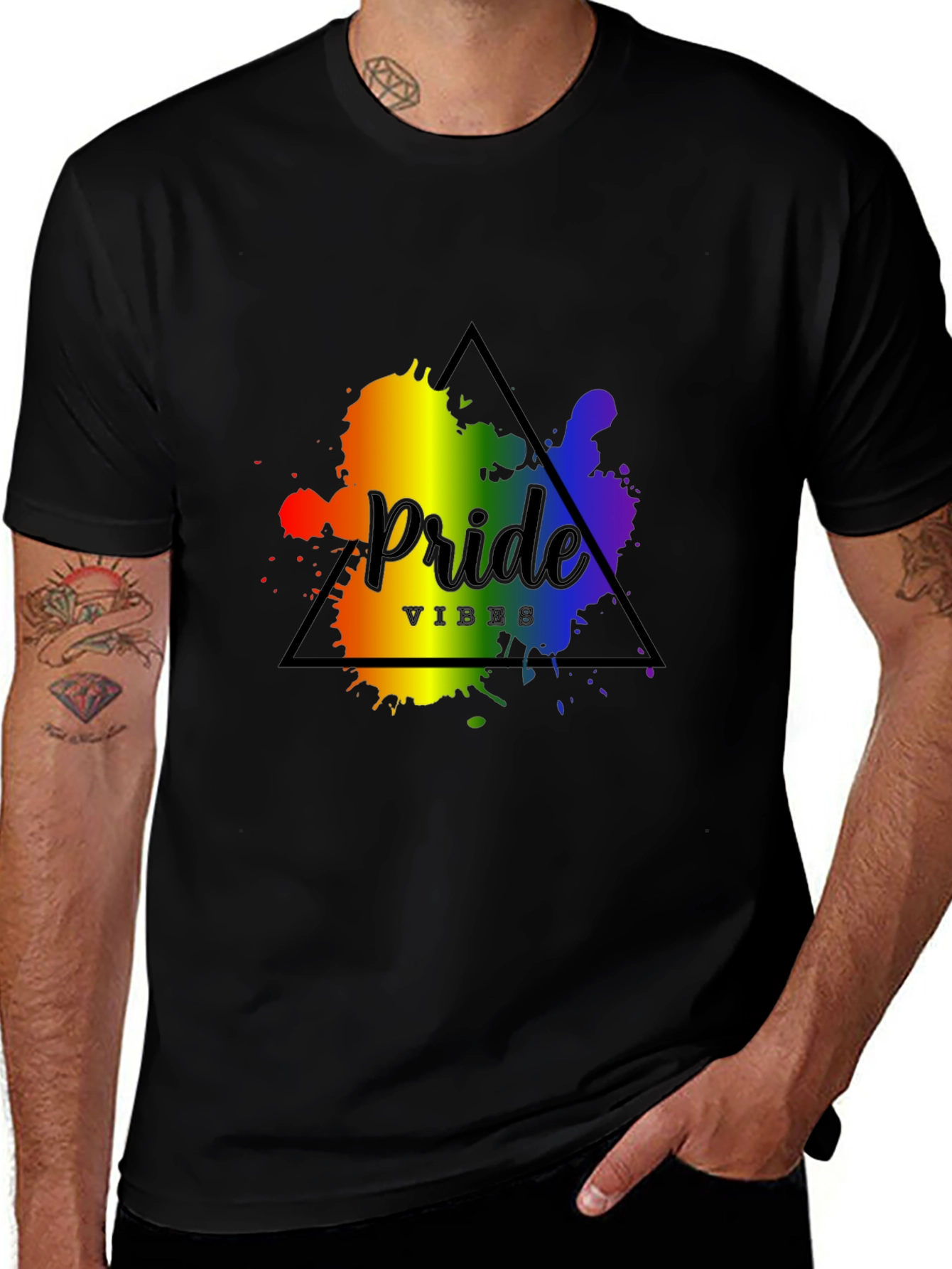 Pride Vibes Graphic Tee - Black Cotton Shirt