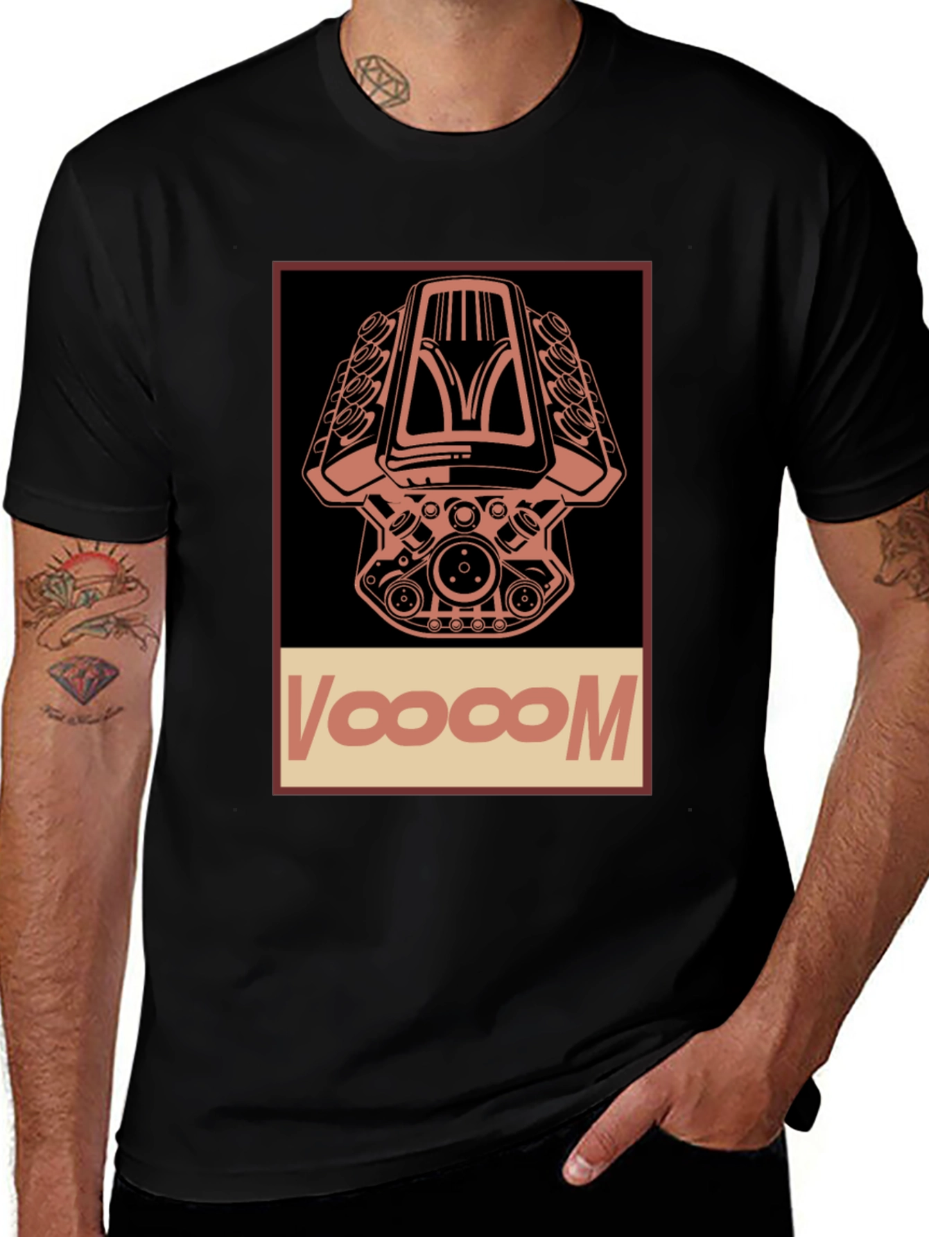 Variant 17 of Voooom Engine Graphic T-Shirt - Black Cotton Tee