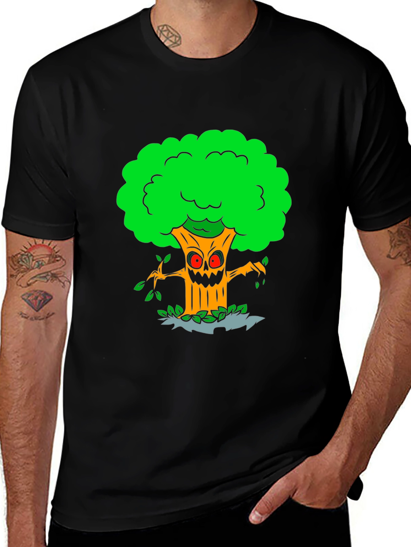 Variant 16 of Spooky Tree Graphic Black T-Shirt