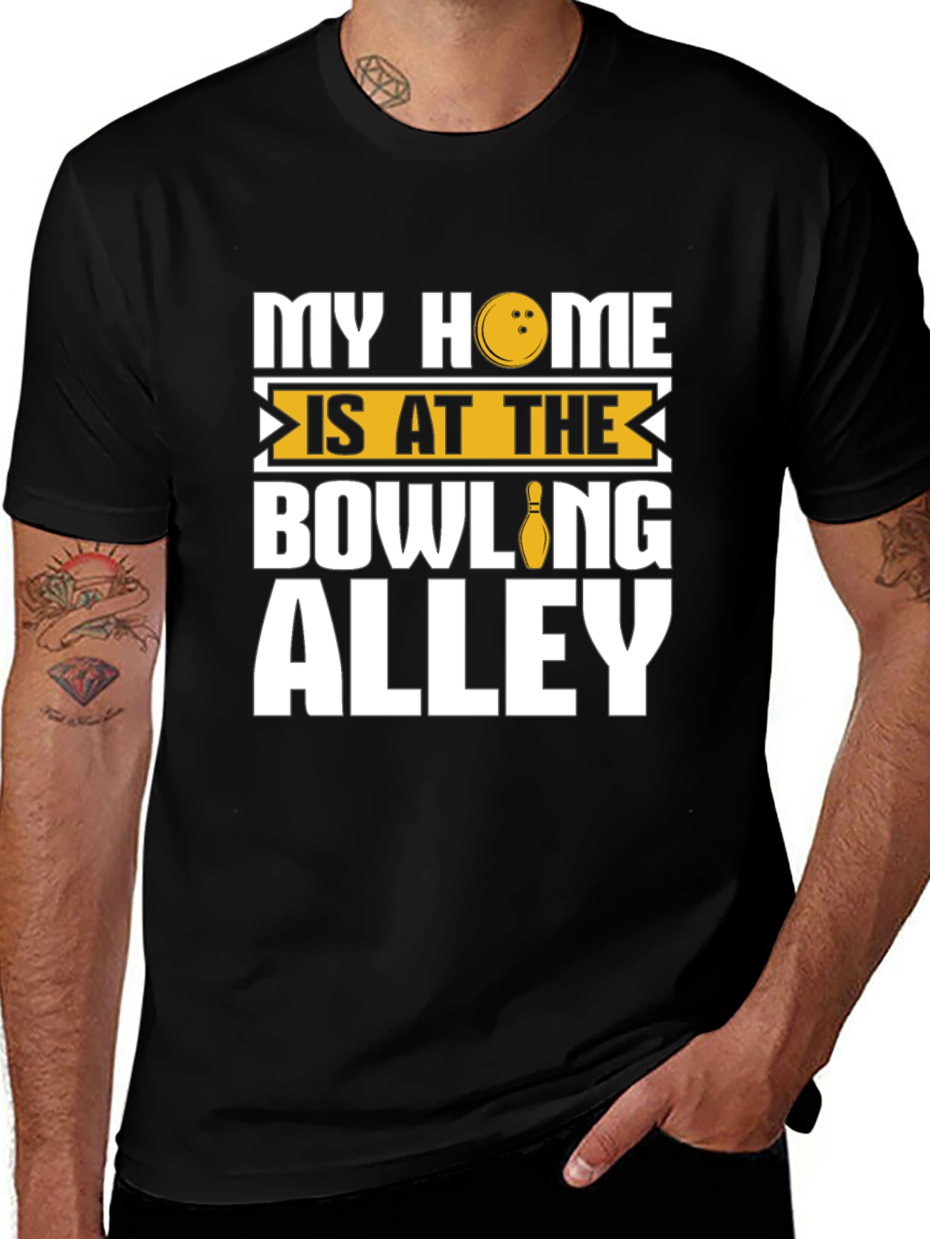 Variant 8 of Bowling Alley Home Black Graphic T-Shirt