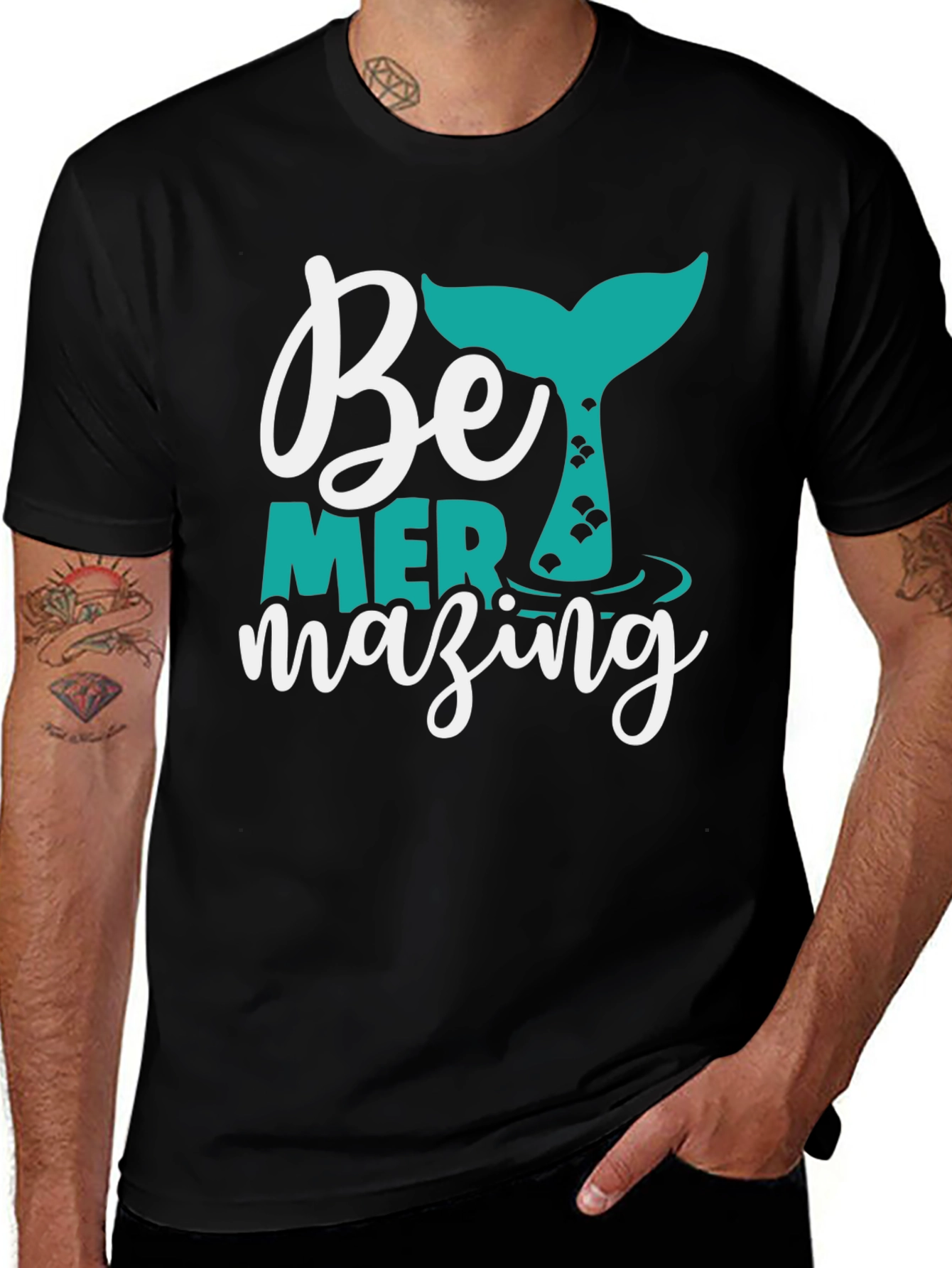 Variant 26 of Mermazing Black T-Shirt - Mermaid Tail Graphic
