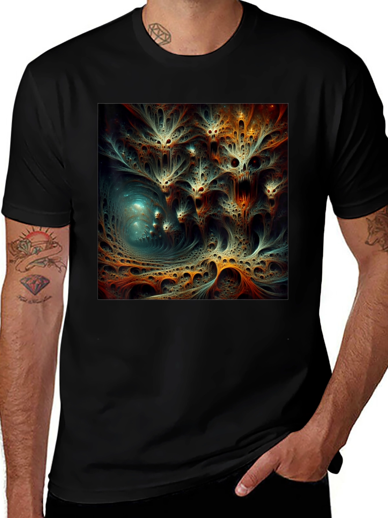 Variant 5 of Abstract Fractal Design Black T-Shirt